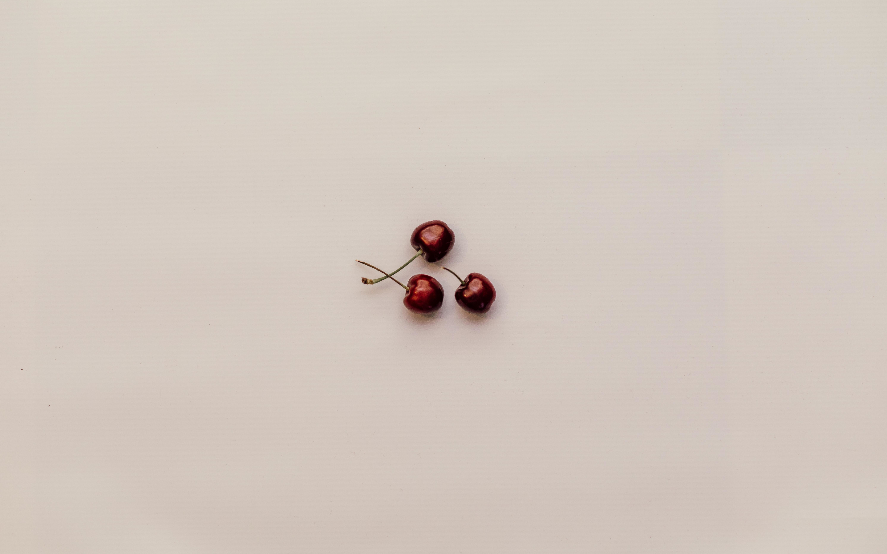 Three cherries, fruits, minimal, 2880x1800 wallpaper