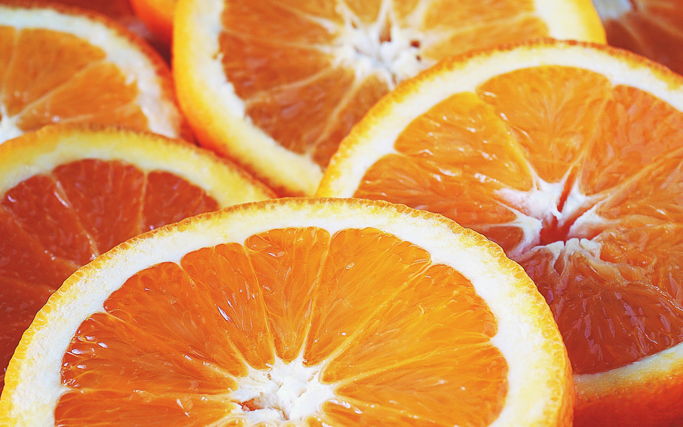 Close up, orange slices, fruits, 2880x1800 wallpaper