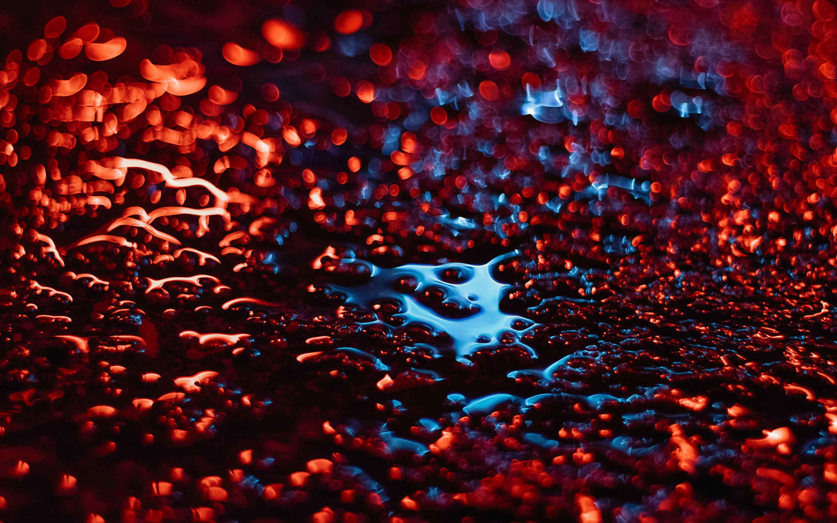 Blood-red, liquid, glare, bokeh, 2880x1800 wallpaper