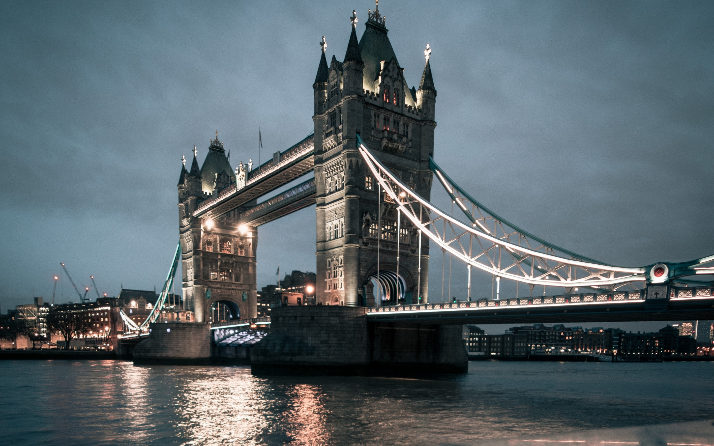 London, Tower Bridge, night, city, 2880x1800 wallpaper