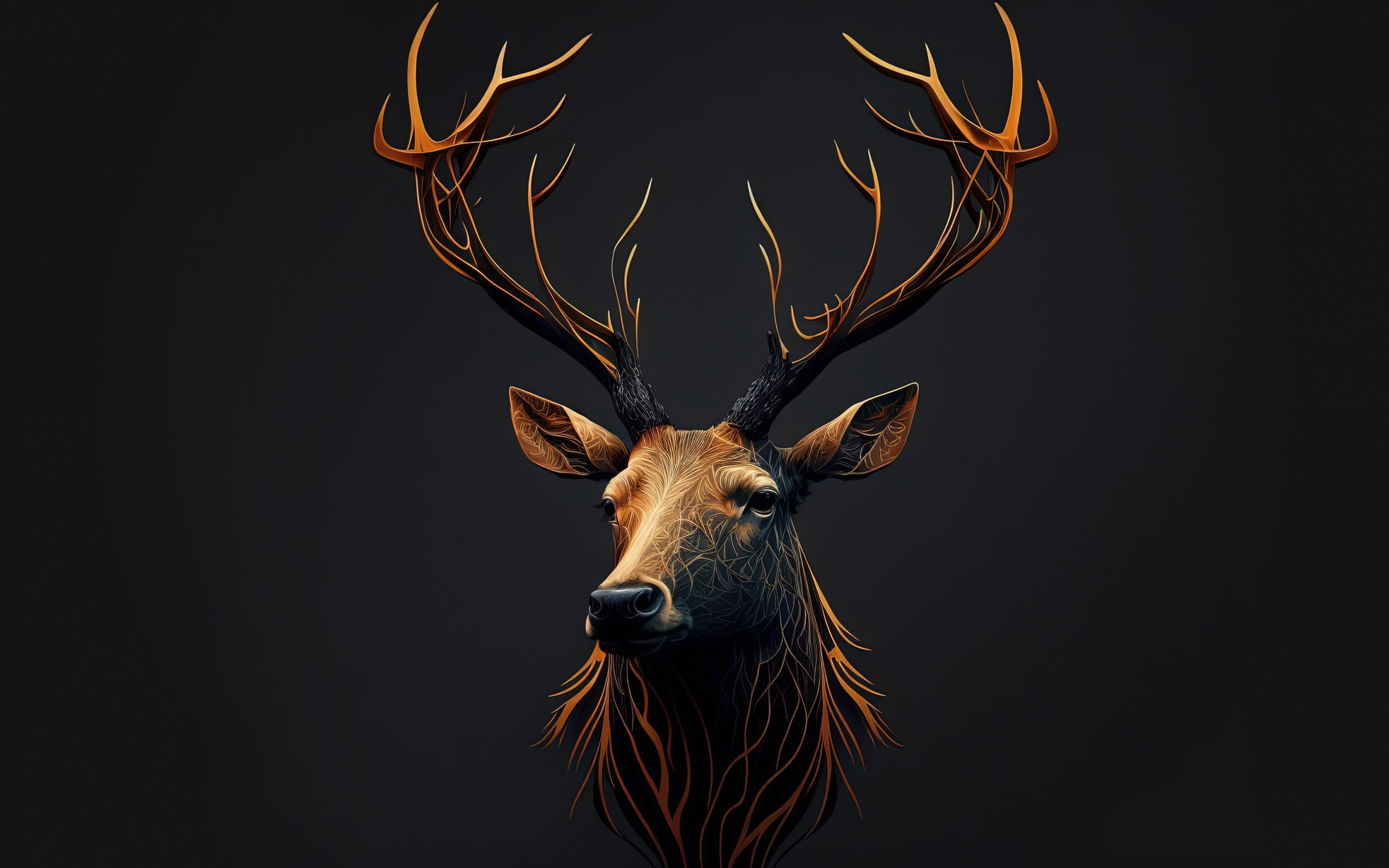 Minimal art, deer, 2022, 2880x1800 wallpaper