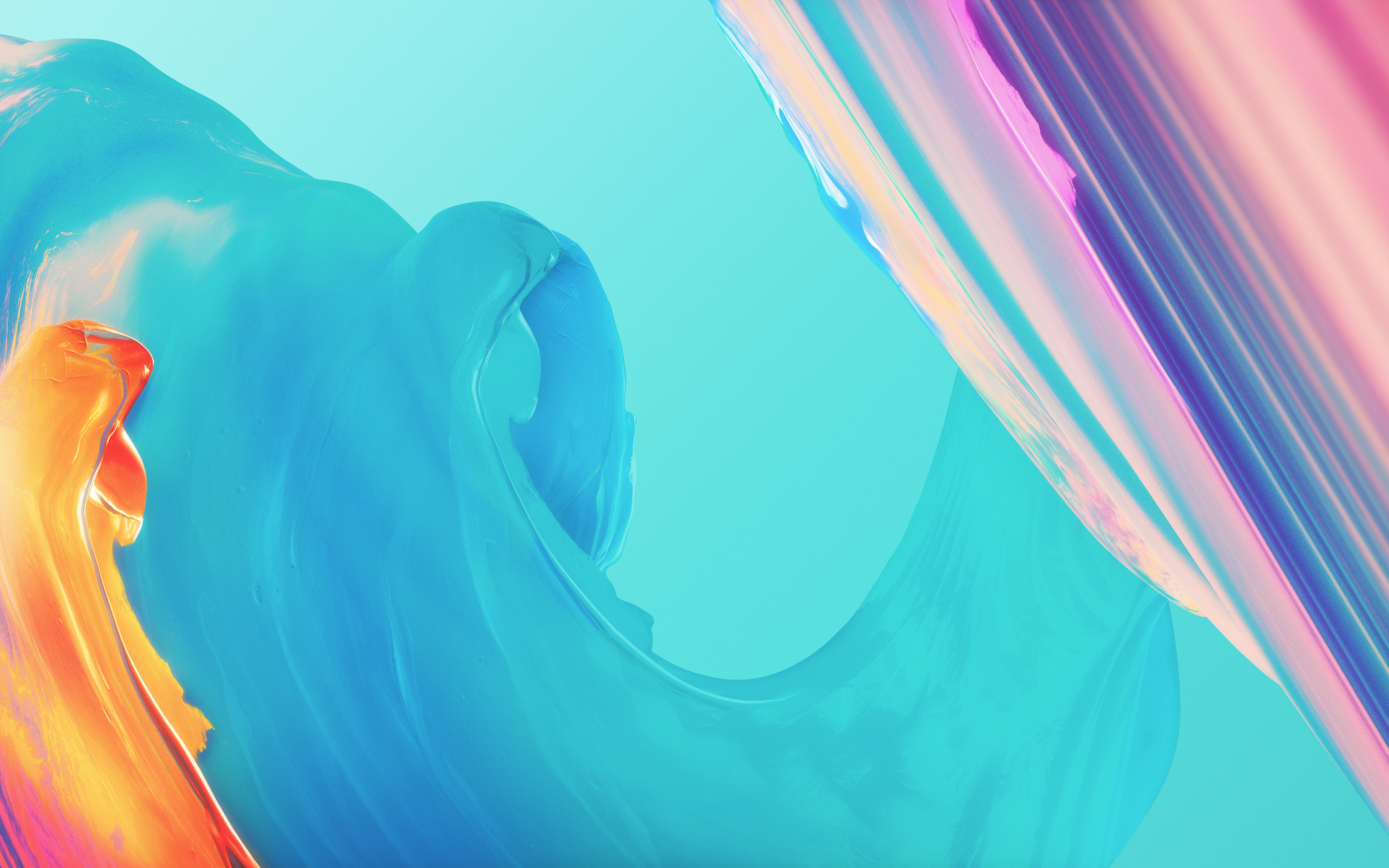 Paint, colorful waves, oneplus 5t, stock, 2880x1800 wallpaper