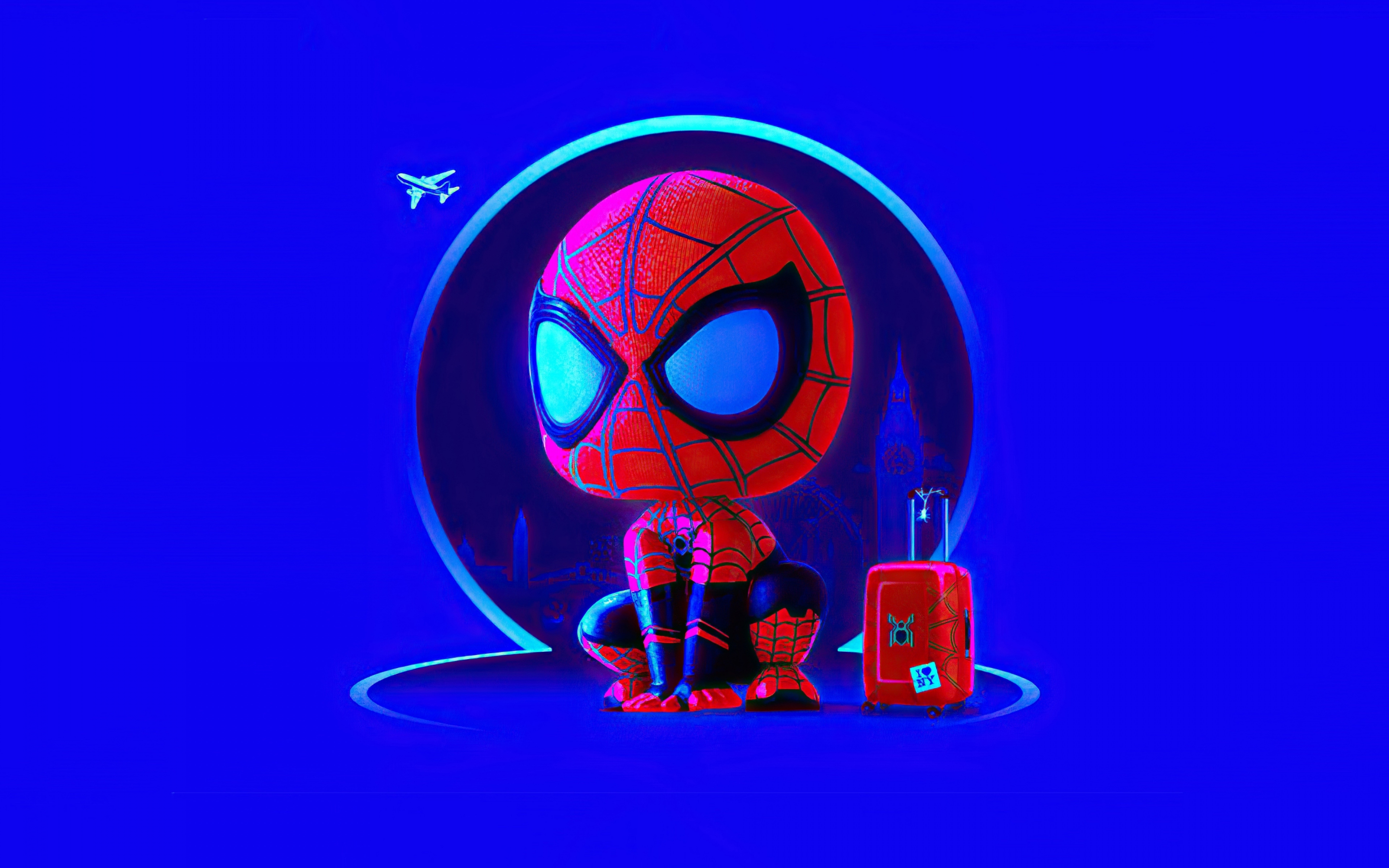 Spider-man with suitcase, fan art, 2020, 2880x1800 wallpaper