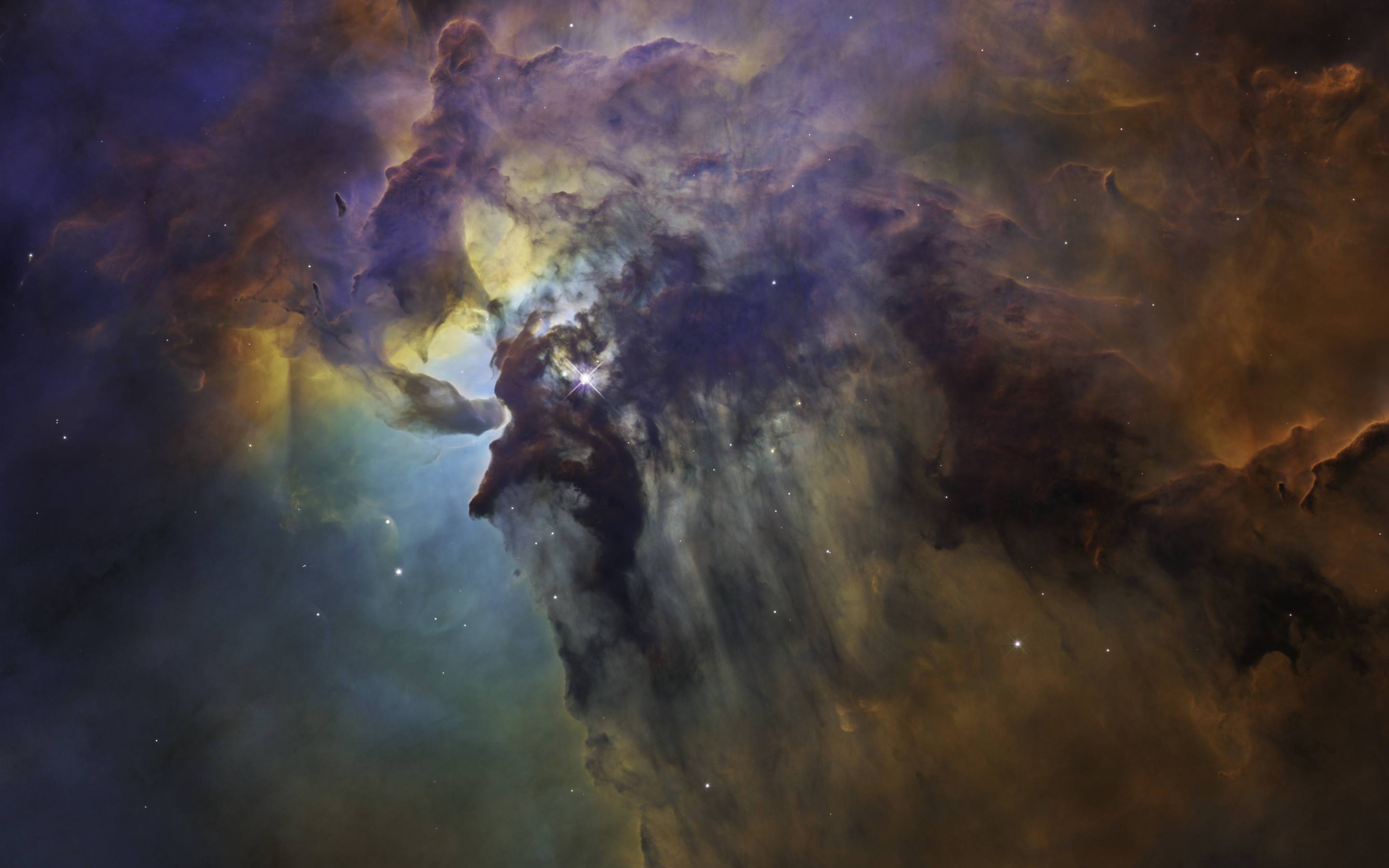 Nebula, space, dark, clouds, 2880x1800 wallpaper