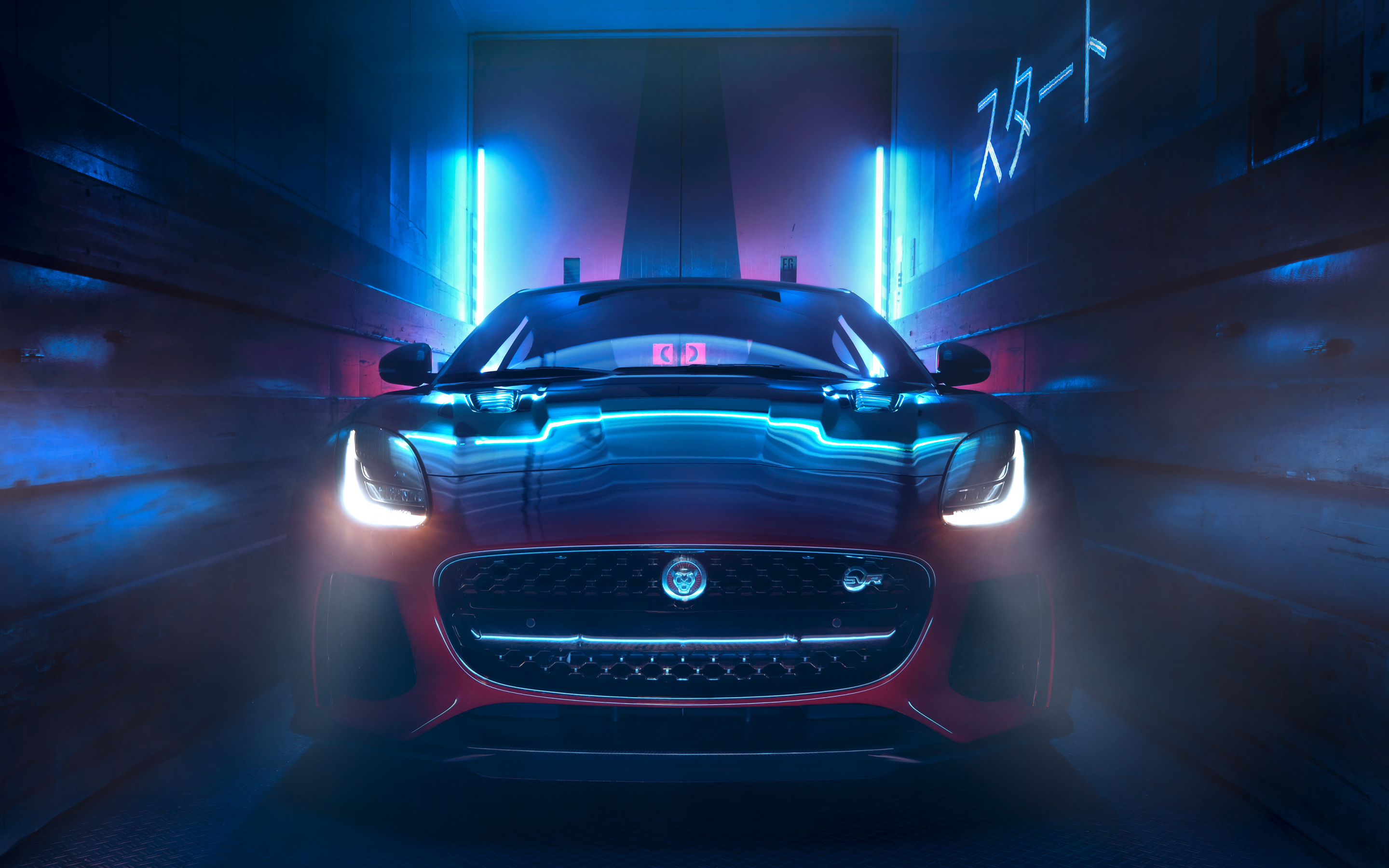 Headlight, red, Jaguar F-Type, 2880x1800 wallpaper