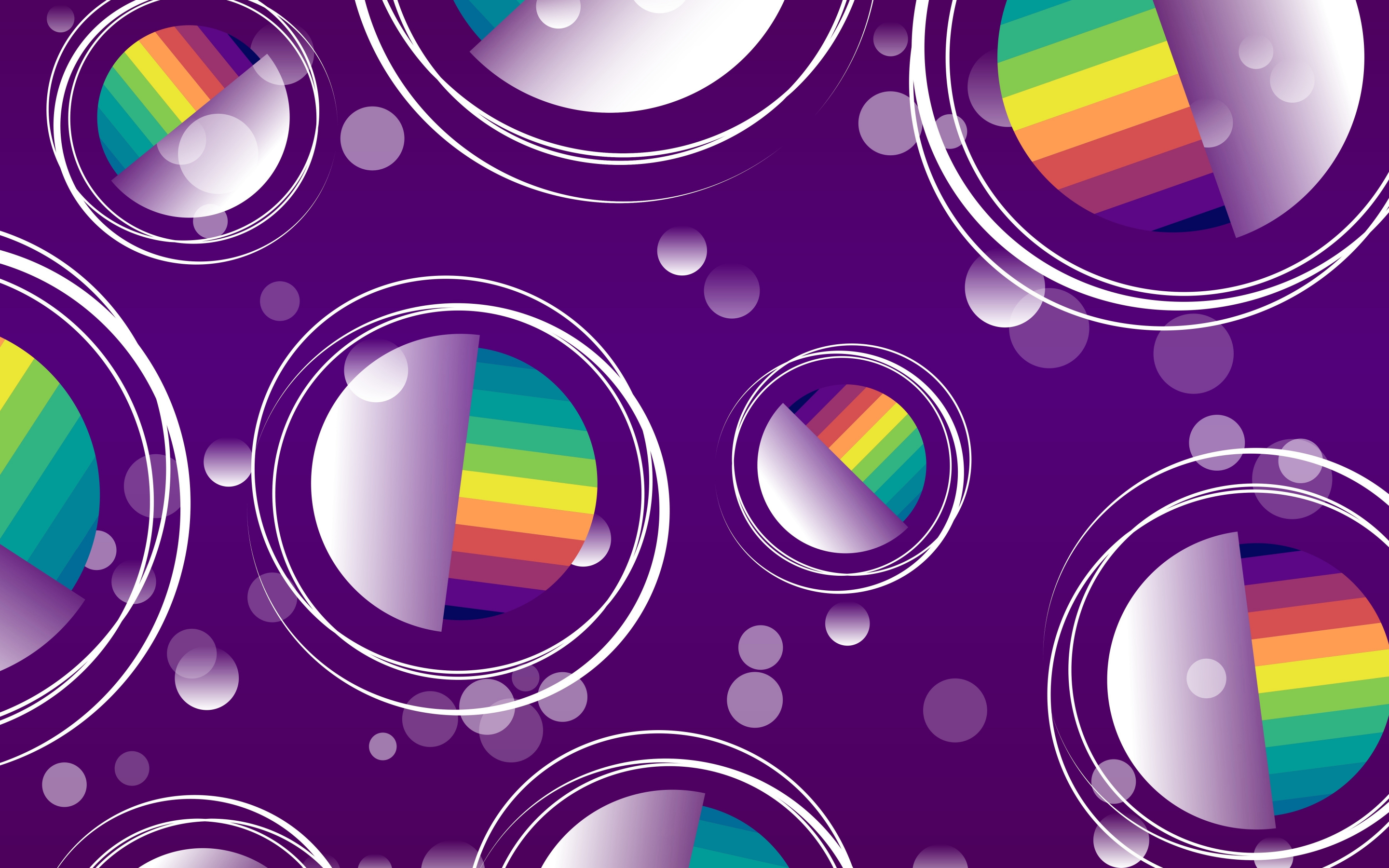 Balls, circles, Rainbow, digital art, 2880x1800 wallpaper