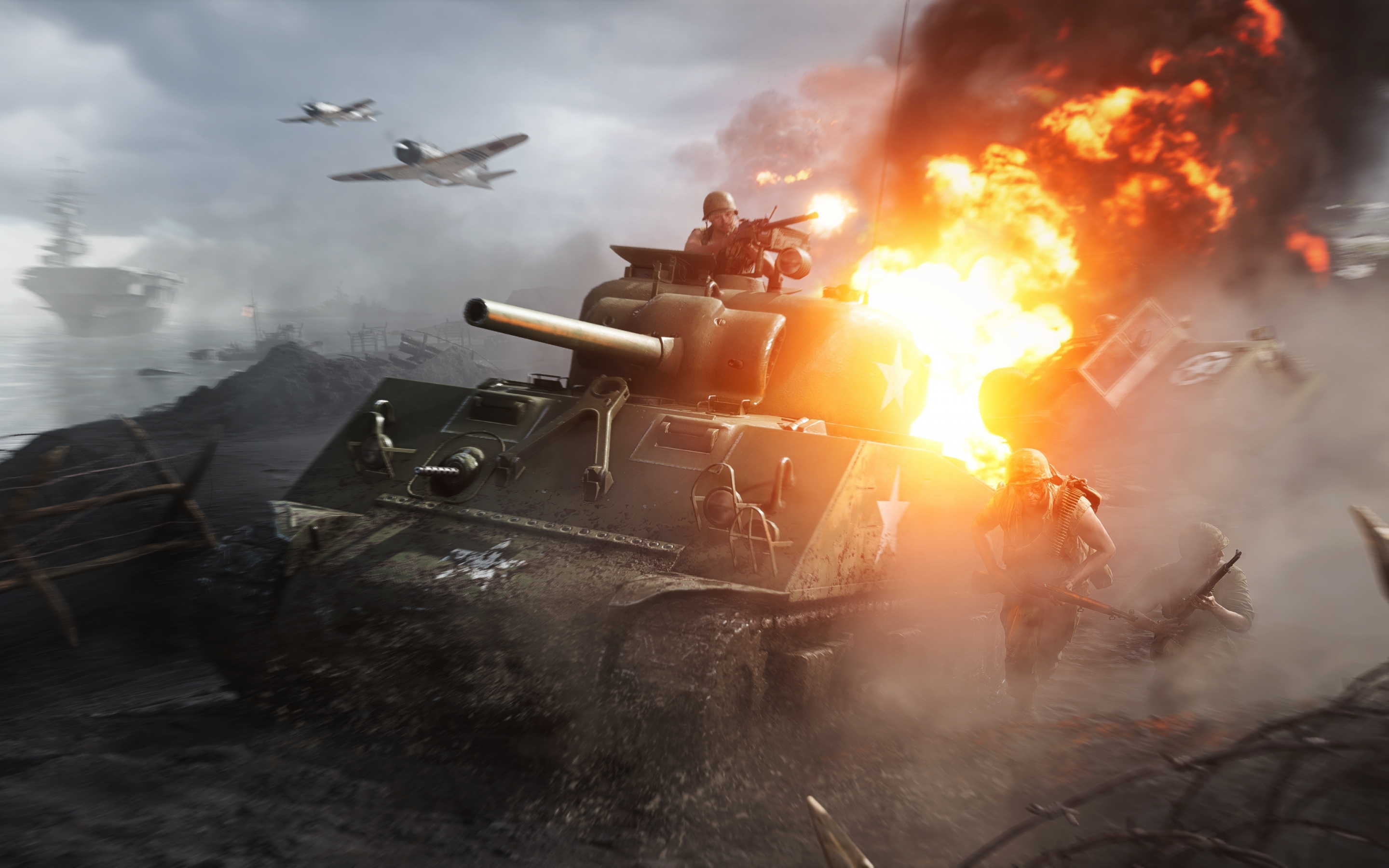 Battlefield V, tank fight, video game, 2019, 2880x1800 wallpaper