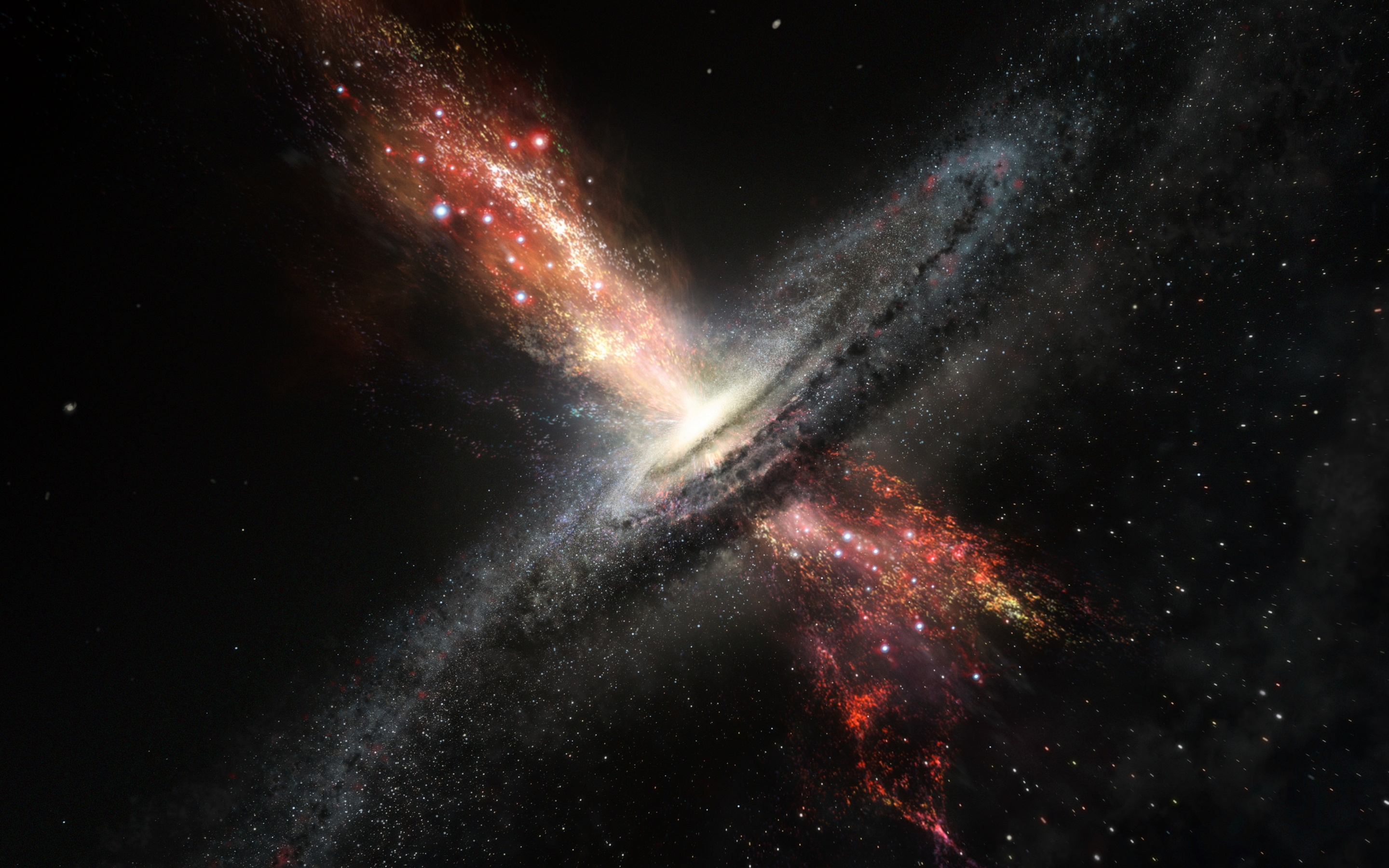 Supermassive black hole, explosion, space, astronomy, 2880x1800 wallpaper