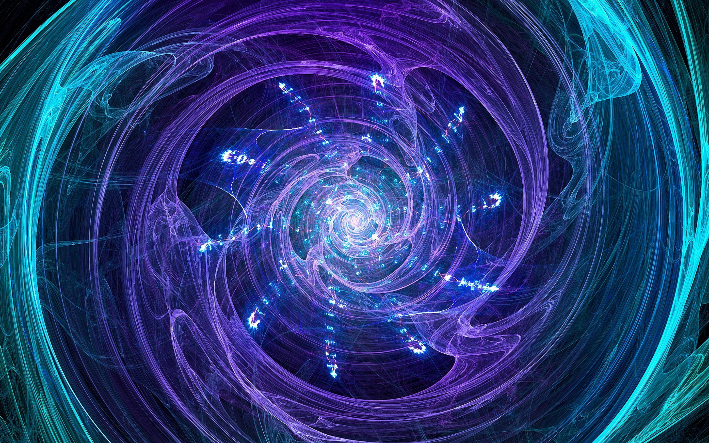 Fractal, bright blue swirling, abstract, 2880x1800 wallpaper