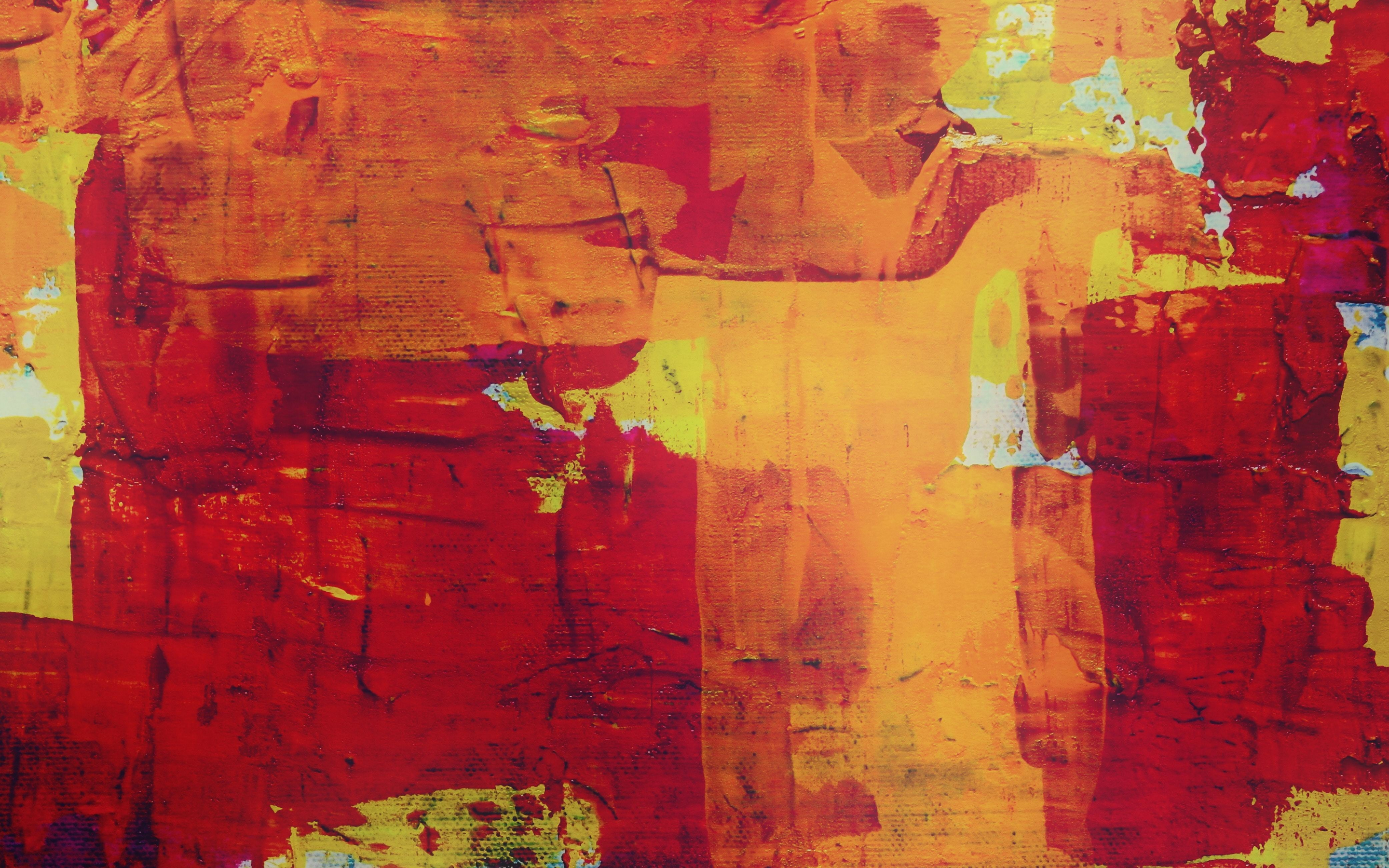 Abstract, red-yellow, canvas, art, 2880x1800 wallpaper