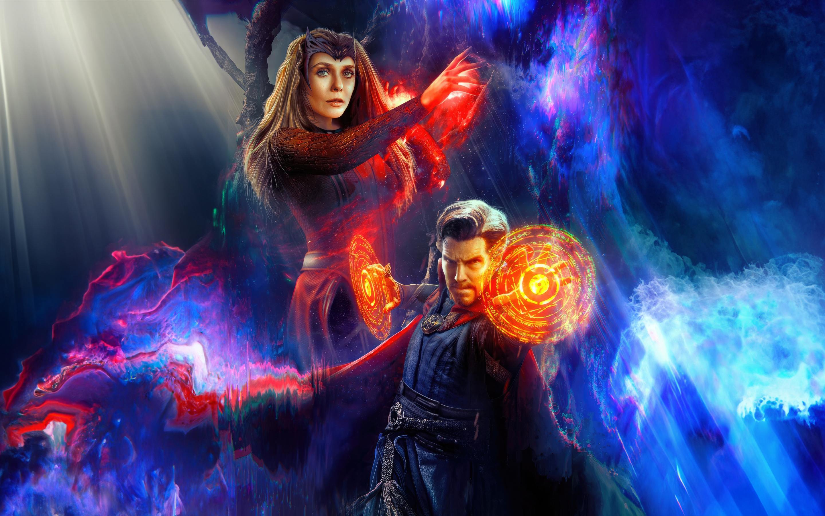 Doctor Strange and Scarlet Witch, Sorcerous alliance, superhero, 2880x1800 wallpaper