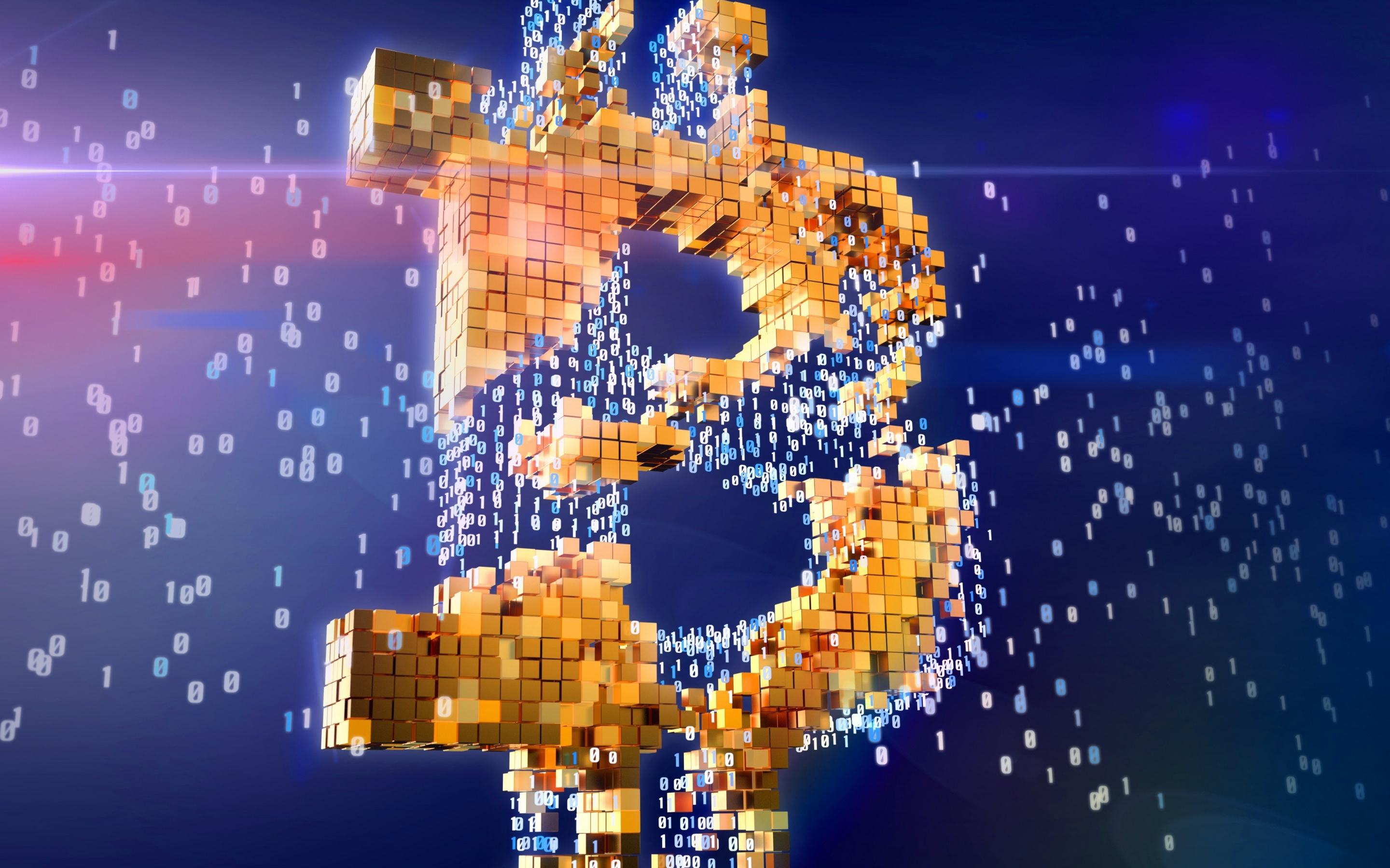 Bitcoin, cubes, binaries, 2880x1800 wallpaper