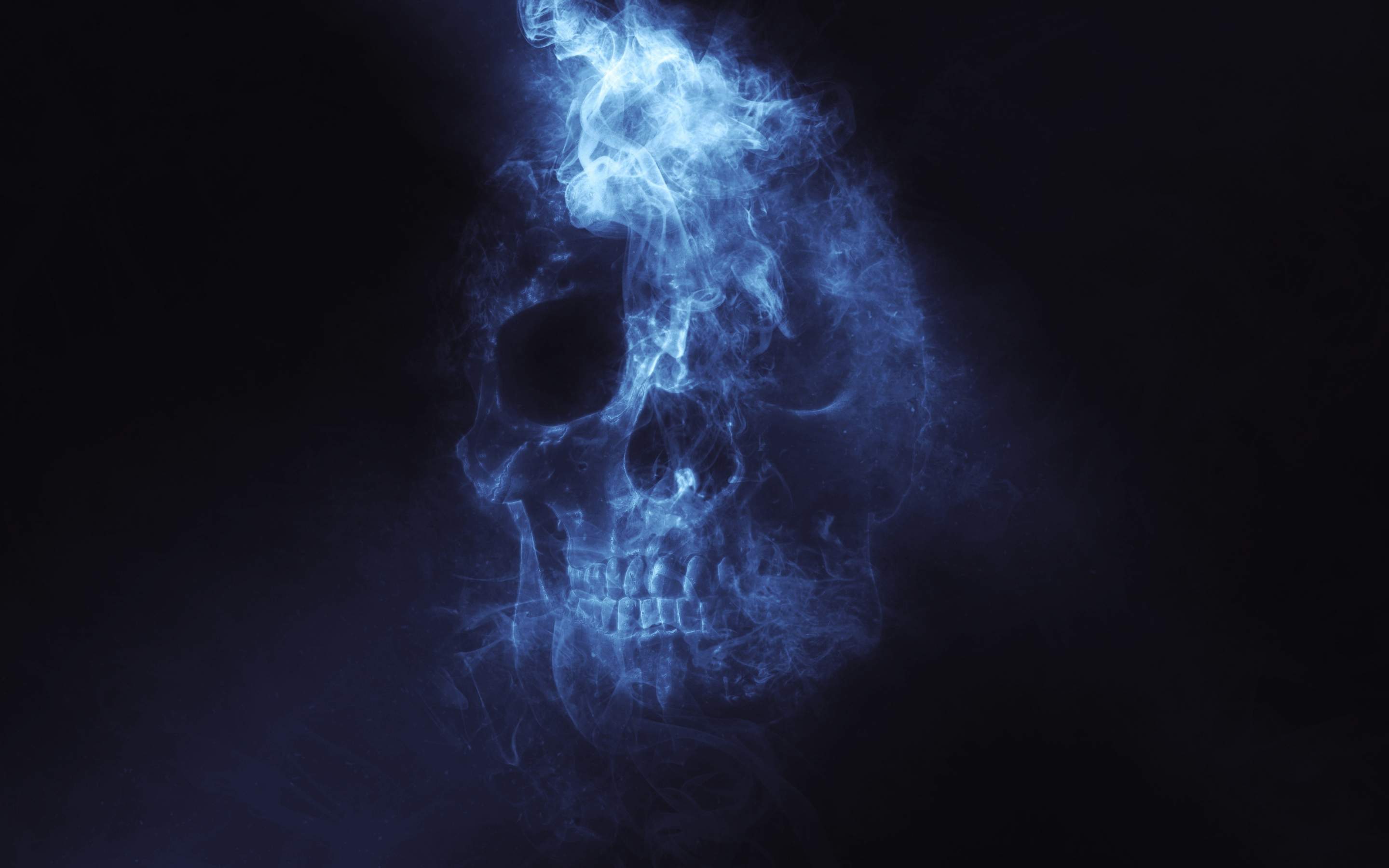 Skull, smoke, minimal, 2880x1800 wallpaper