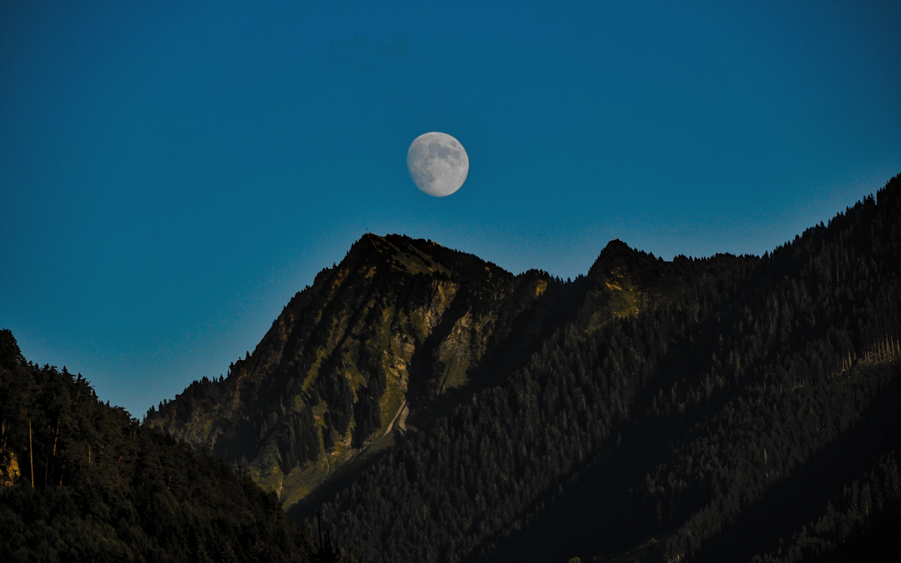 Evening, moon, mountains, 2880x1800 wallpaper