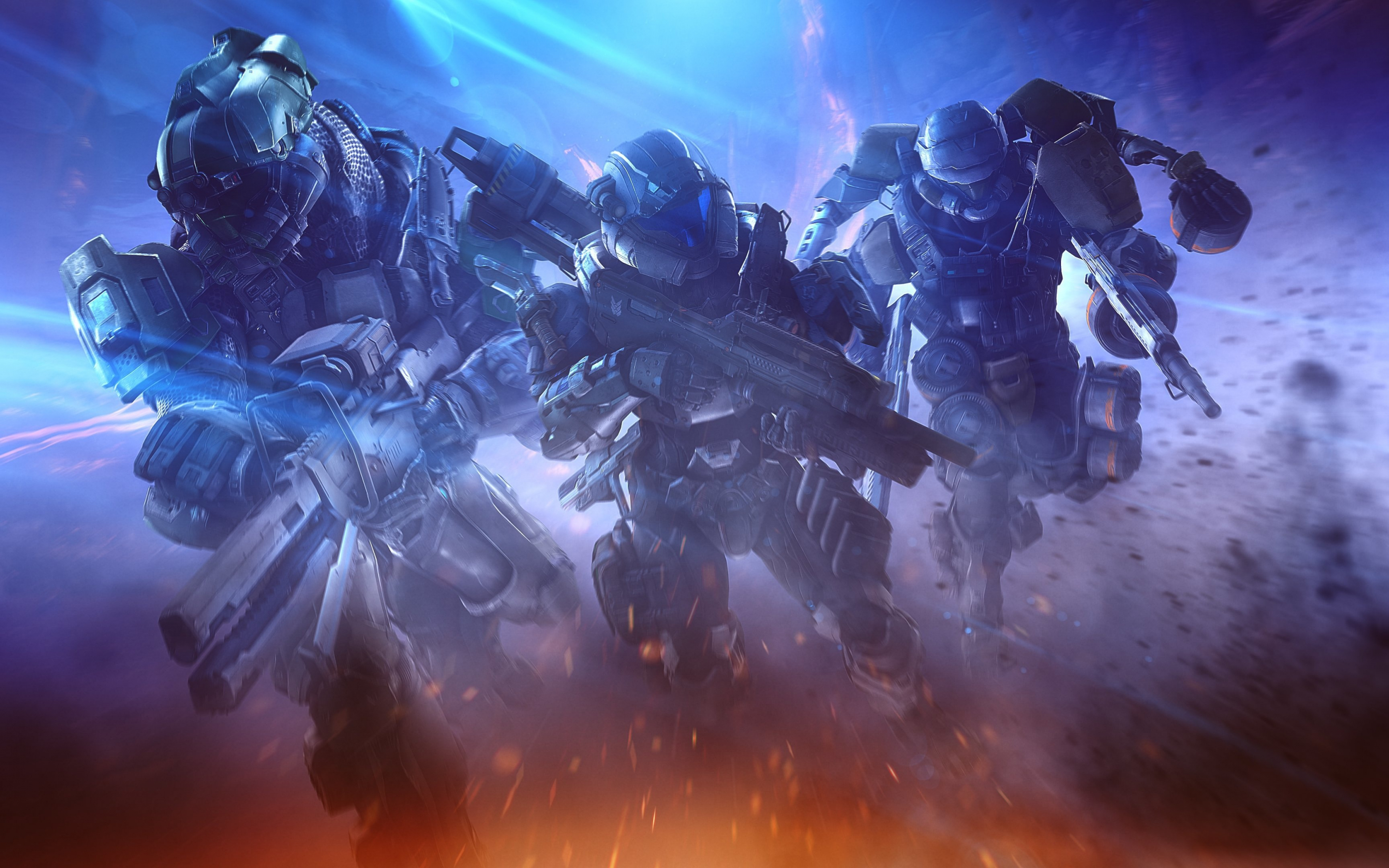 Soldiers, Halo, Spartans team, video game, 2880x1800 wallpaper