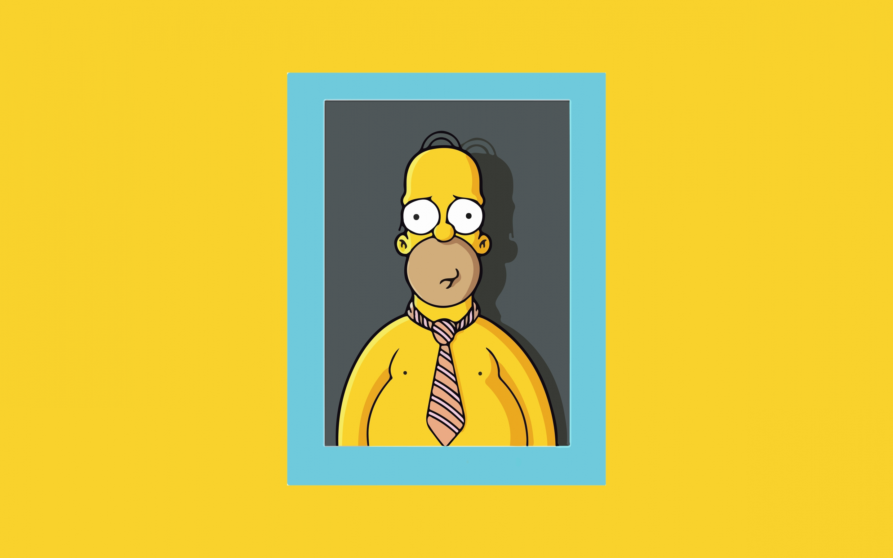 Homer Simpson, photo frame, The Simpsons, animated show, minimal, 2880x1800 wallpaper