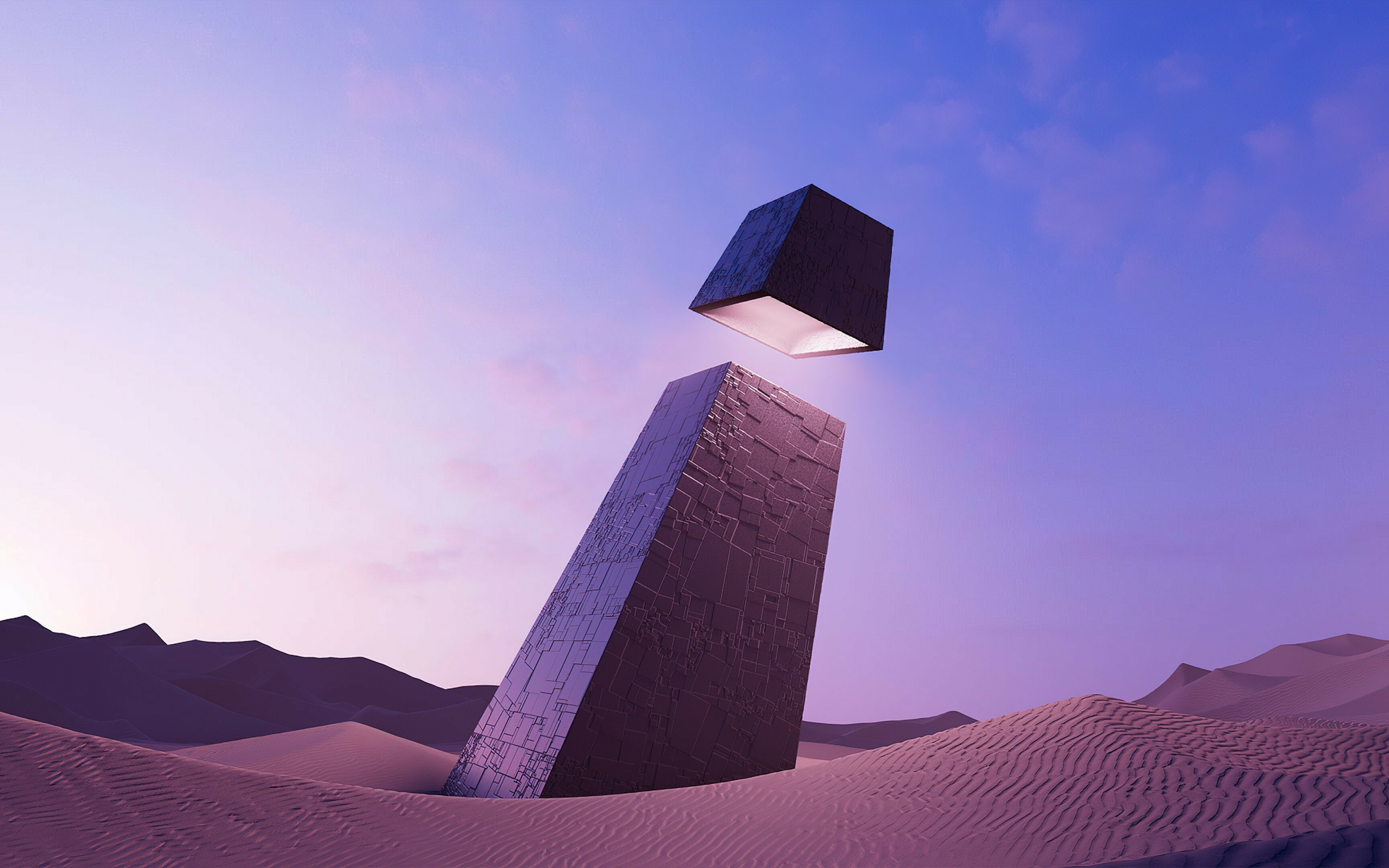 Abstraction, BMWi Oasis, modern structure in desert, 2880x1800 wallpaper