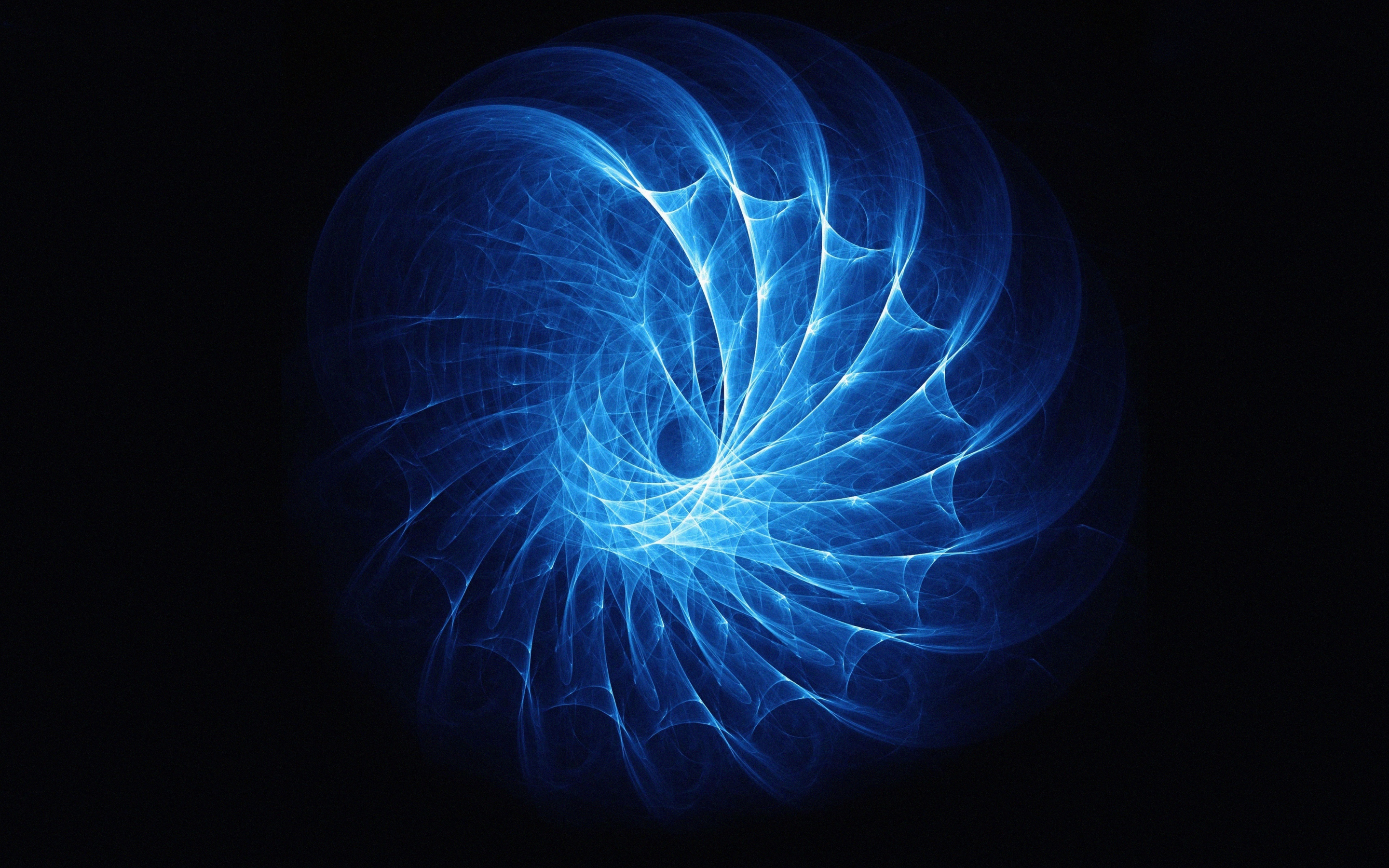 Blue spiral, circles, minimal, 2880x1800 wallpaper