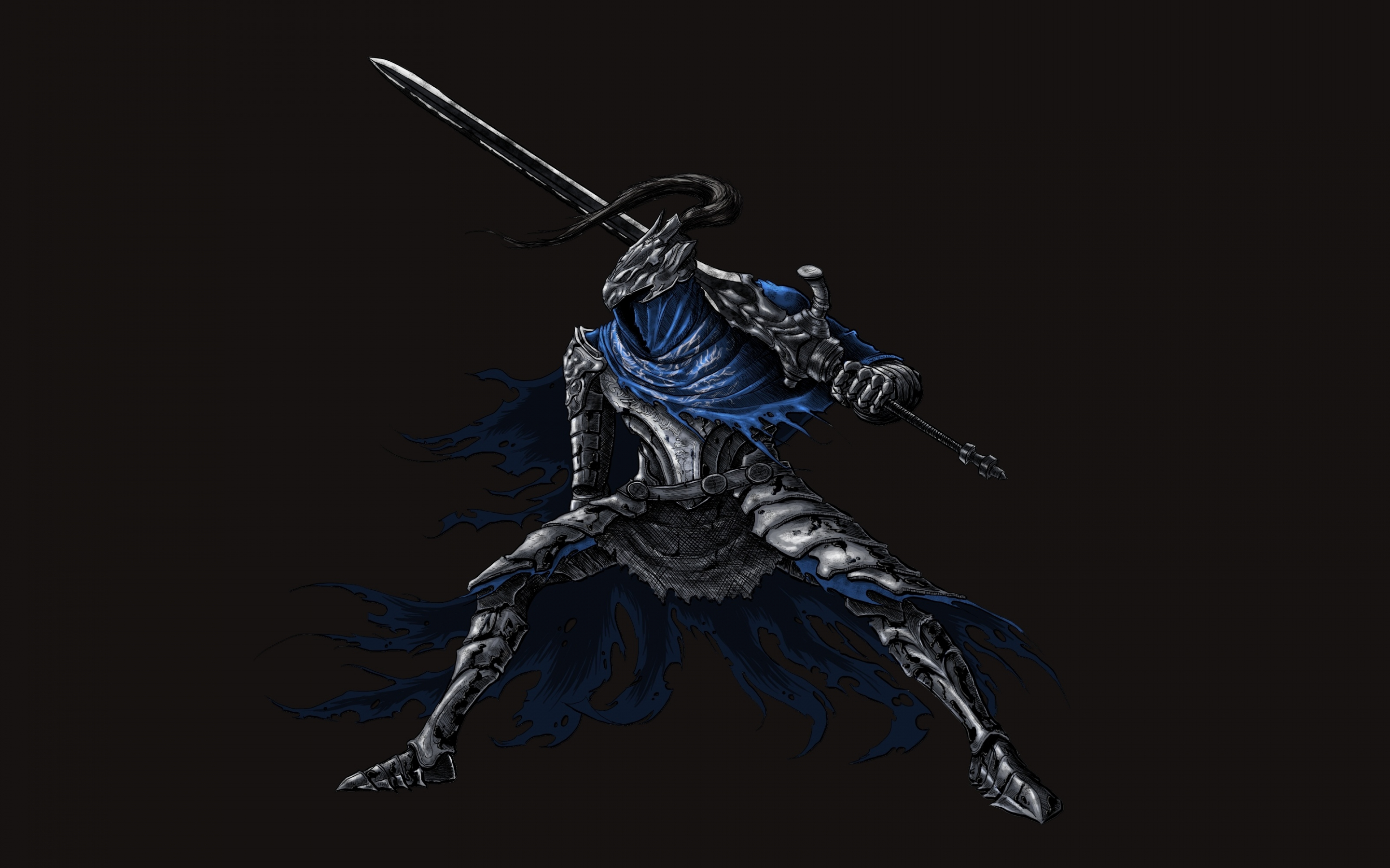Minimal, warrior, video game, Dark Souls, 2880x1800 wallpaper