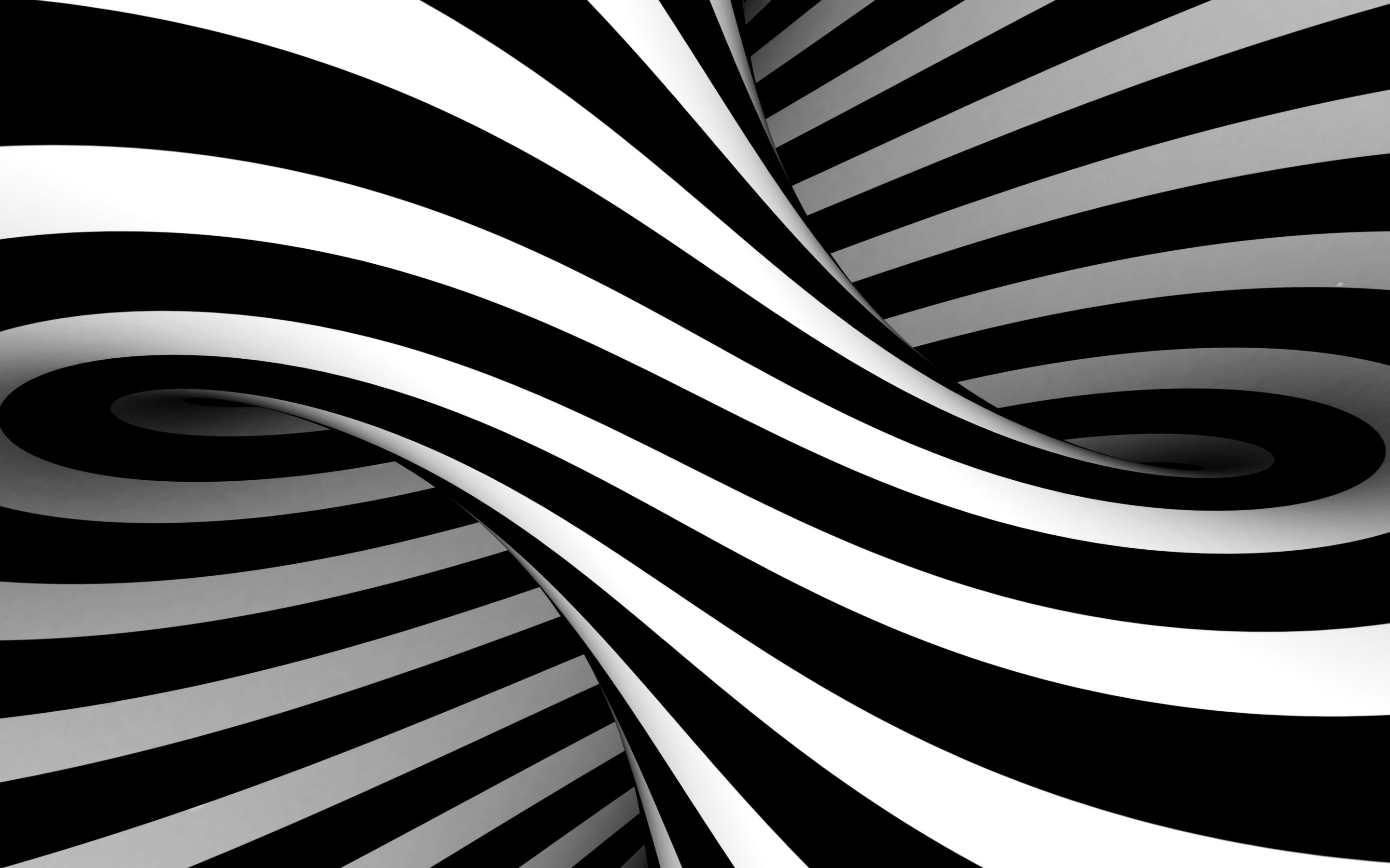 BW, black-white, stripes, Optical Illusion, art, 2880x1800 wallpaper