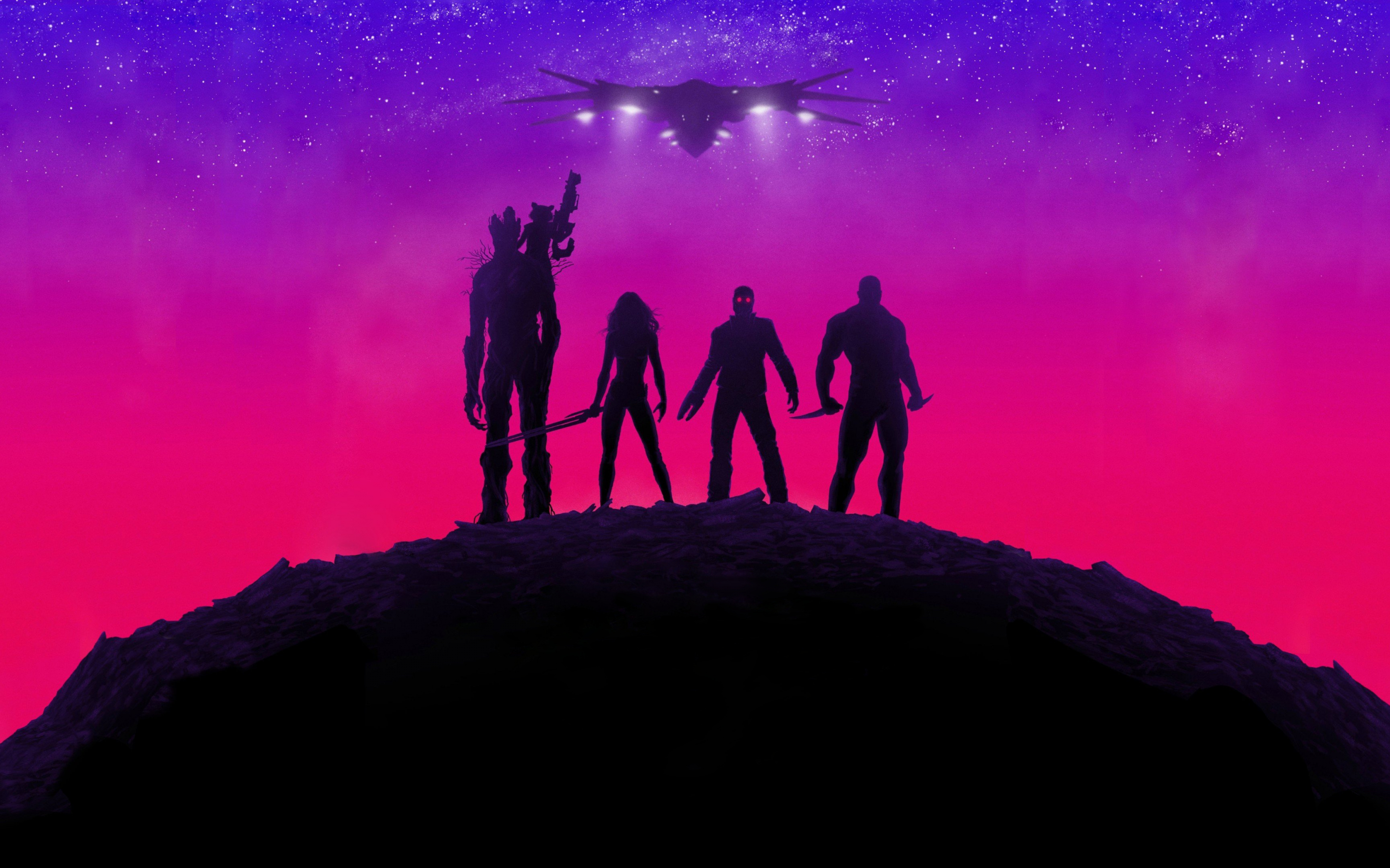 Guardians of the Galaxy, movie, neon lights, poster, 2880x1800 wallpaper