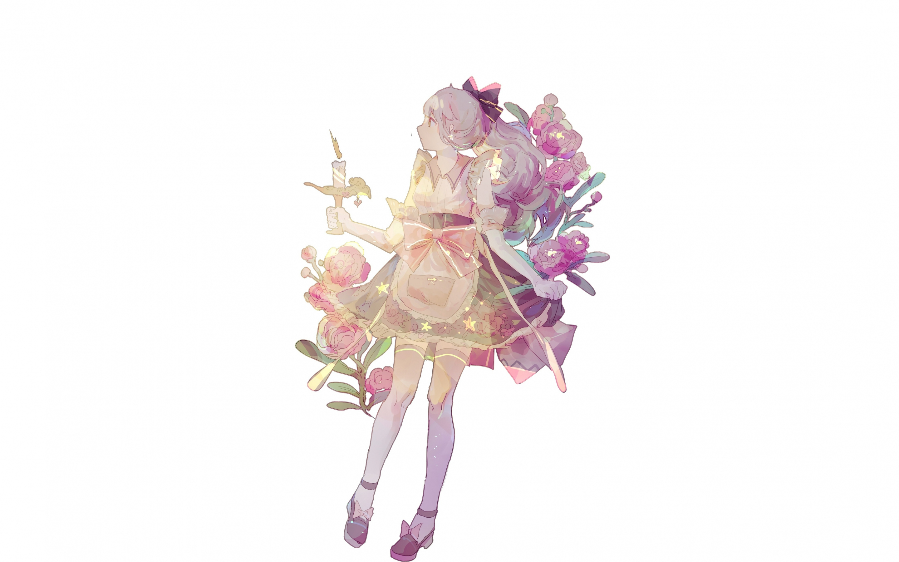 Anime girl with candles, original, anime girl, 2880x1800 wallpaper