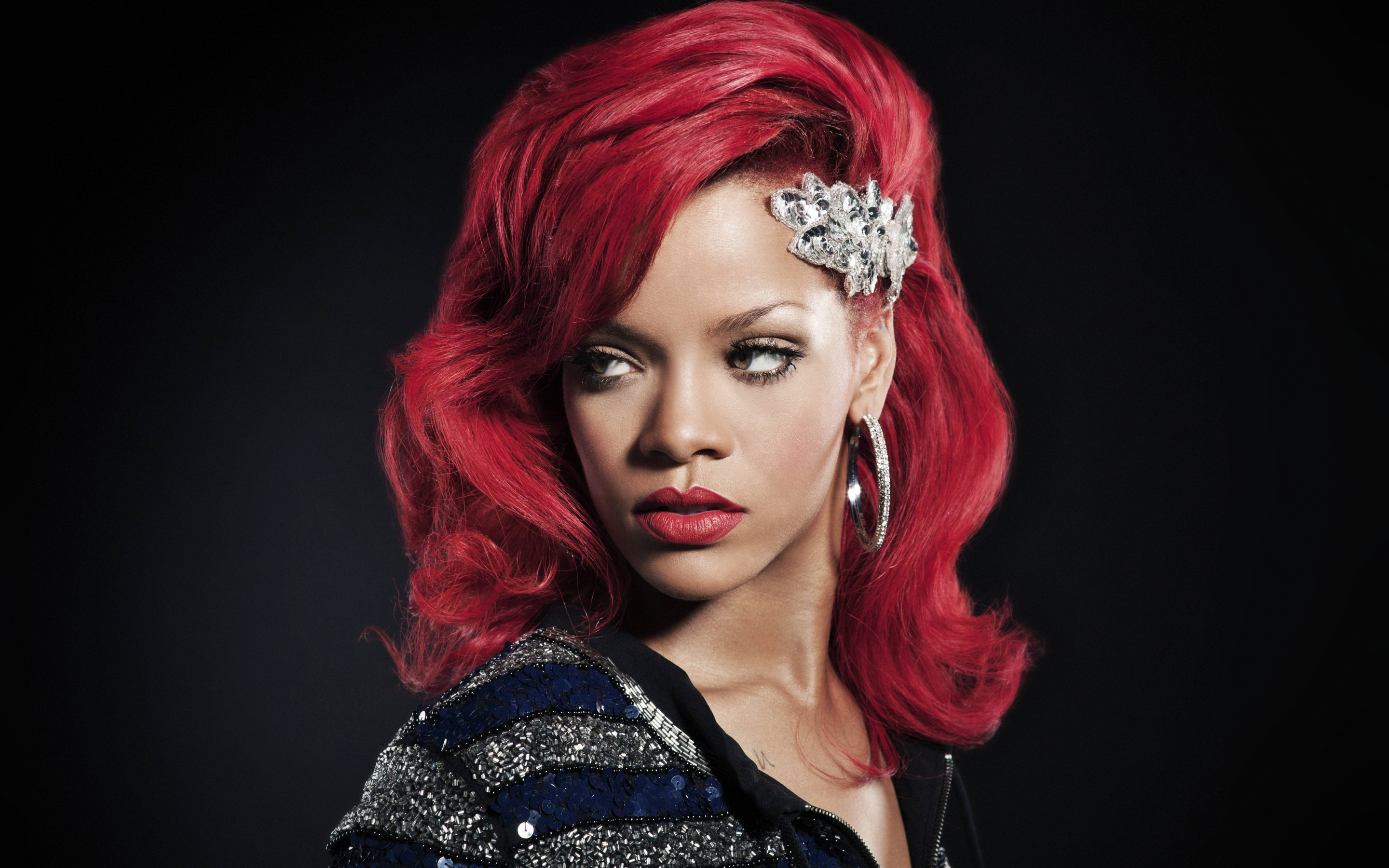 Rihanna, colored hair, red, 2880x1800 wallpaper