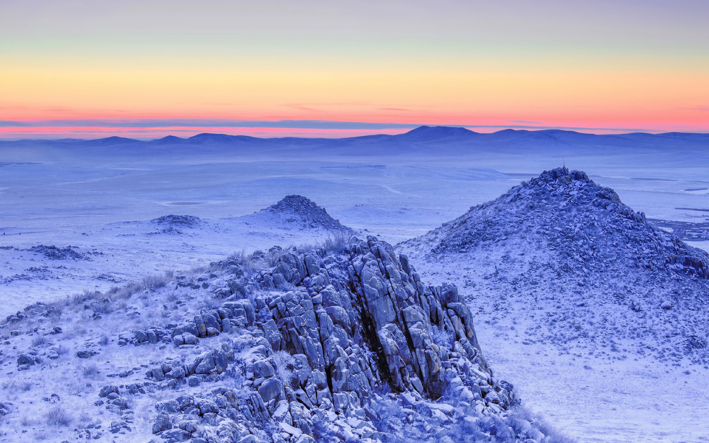 Freezing, landscape, nature, sunset, winter, 2880x1800 wallpaper