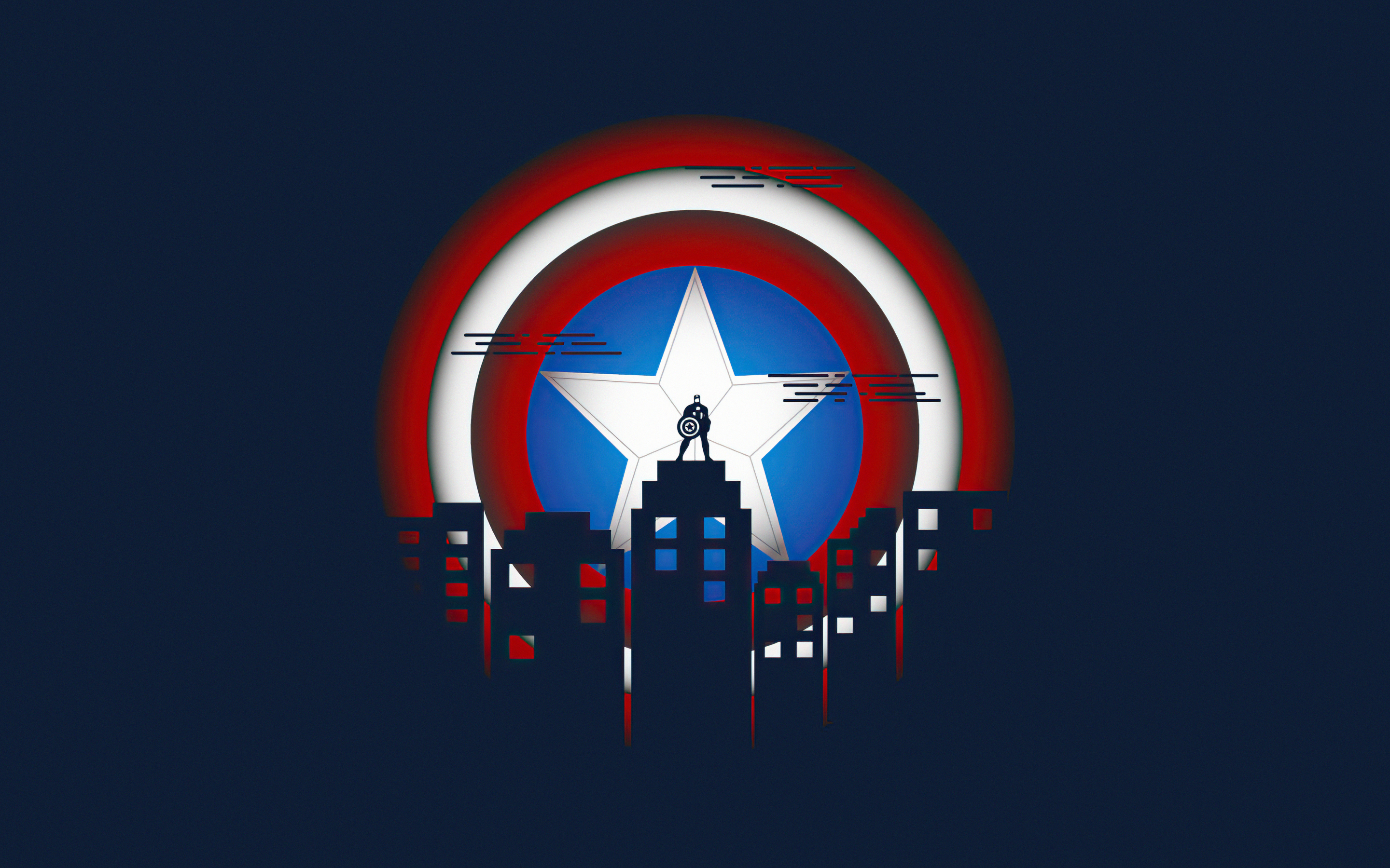 Captain America, shield, minimal art, 2880x1800 wallpaper