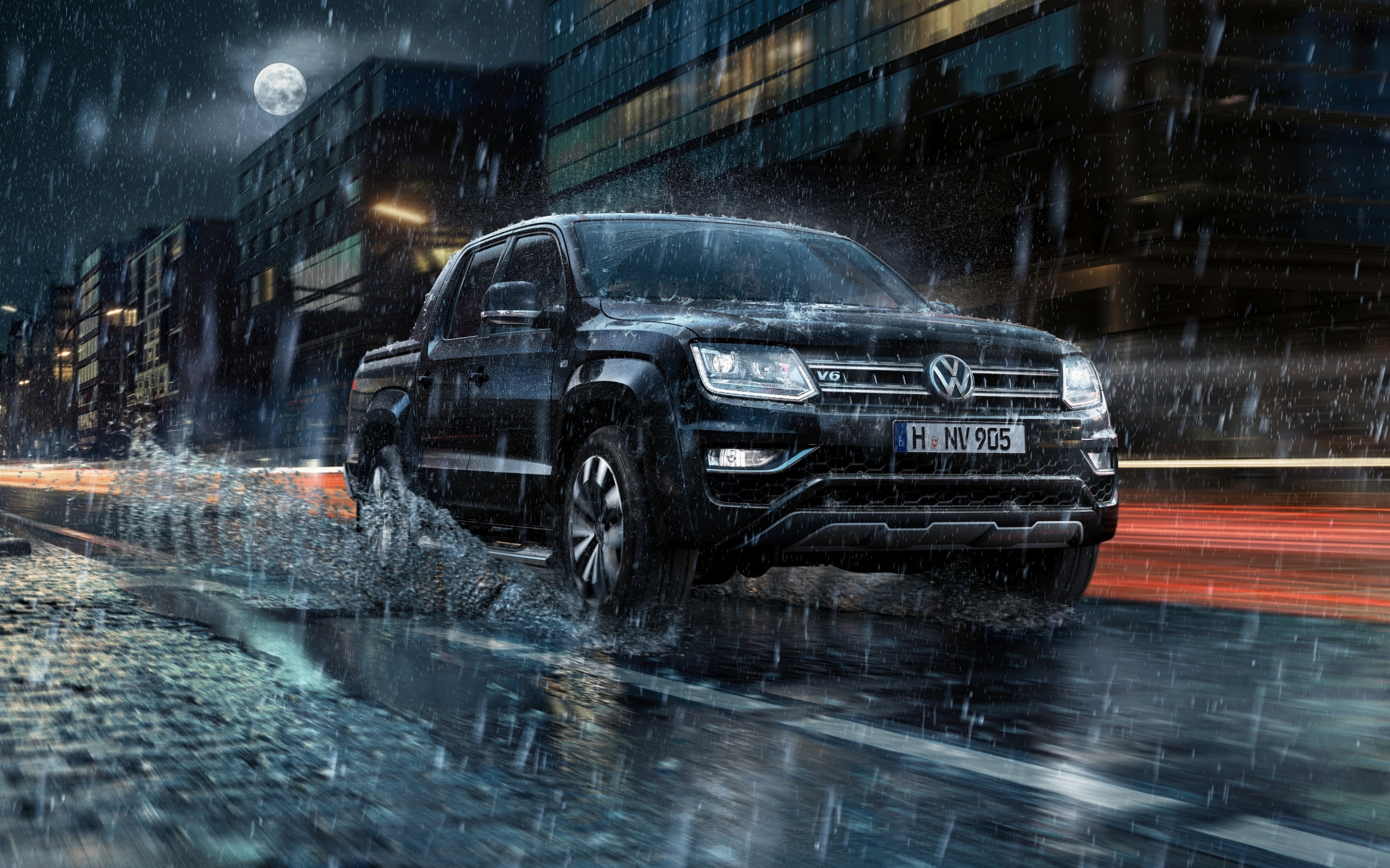 Rain, on-road, Volkswagen Amarok, 2880x1800 wallpaper