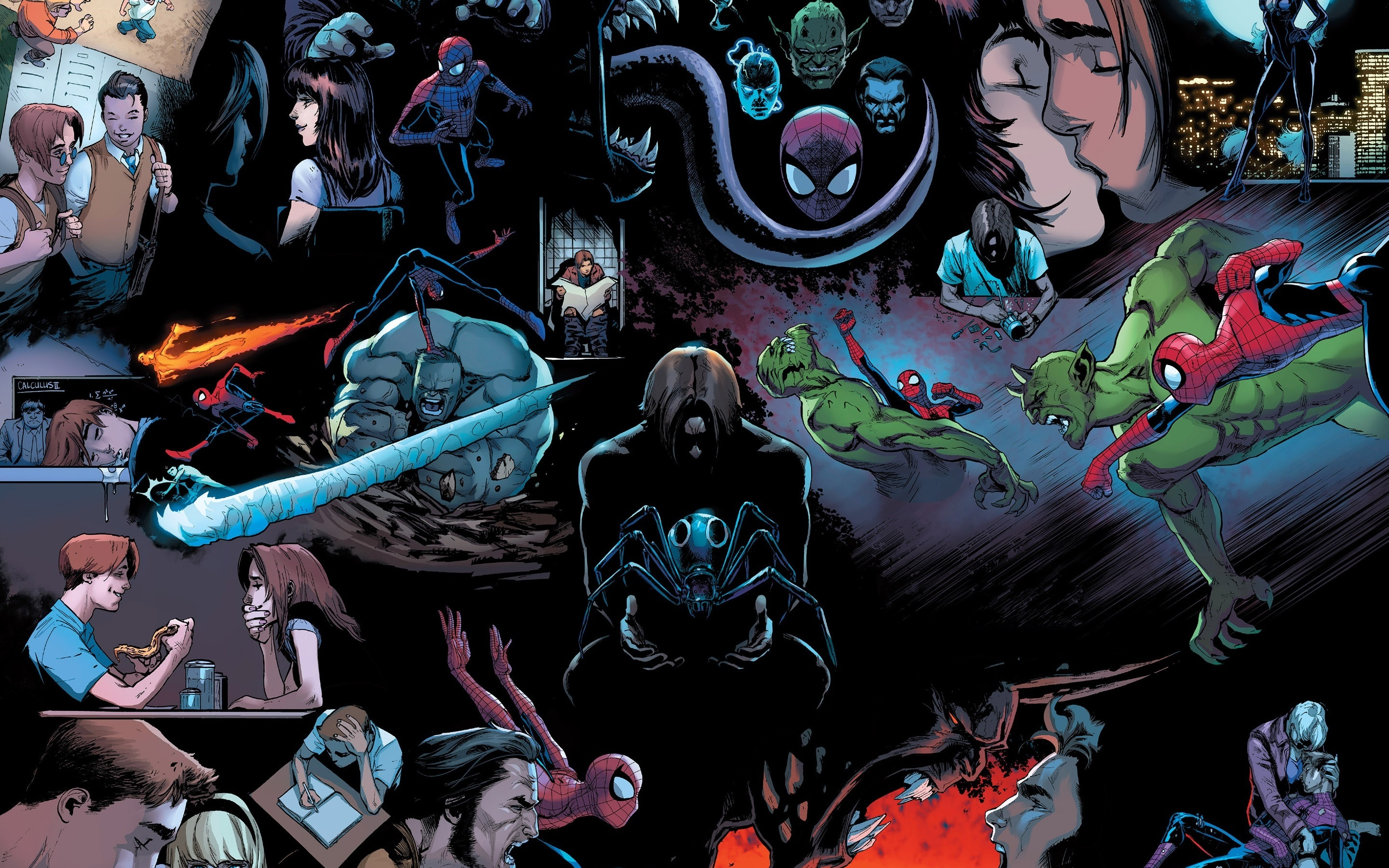 Spider-man, marvel, comics, dark, 2880x1800 wallpaper