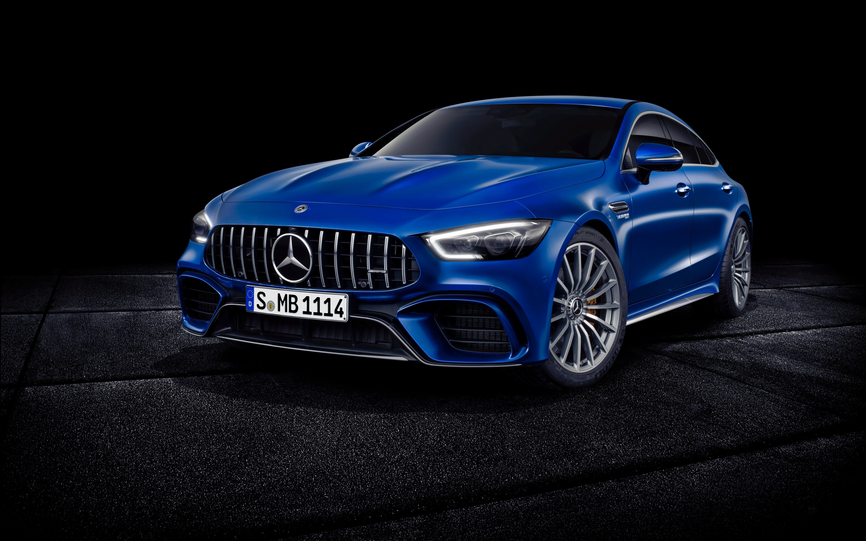 Blue, Mercedes-Amg GT, luxury car, 2880x1800 wallpaper