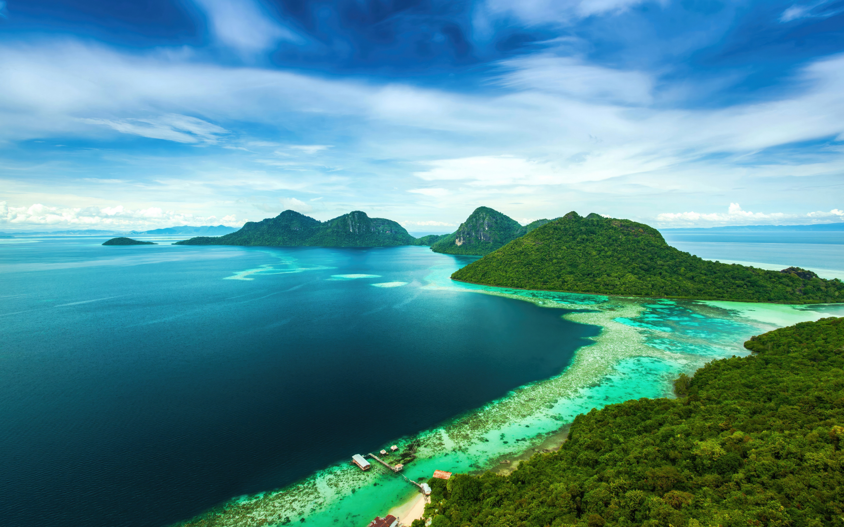 Tropical islands, coast, sea, aerial view, 2880x1800 wallpaper