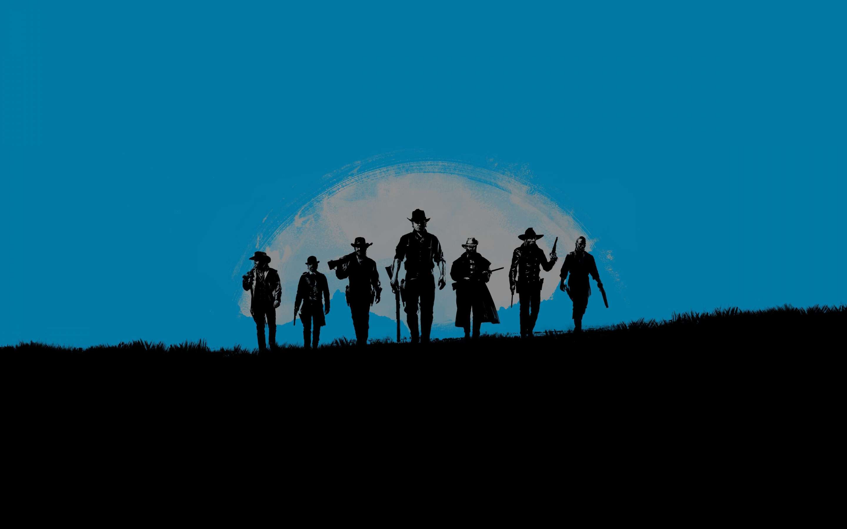 Red Dead Redemption 2, blue, poster, artwork, minimal, 2880x1800 wallpaper