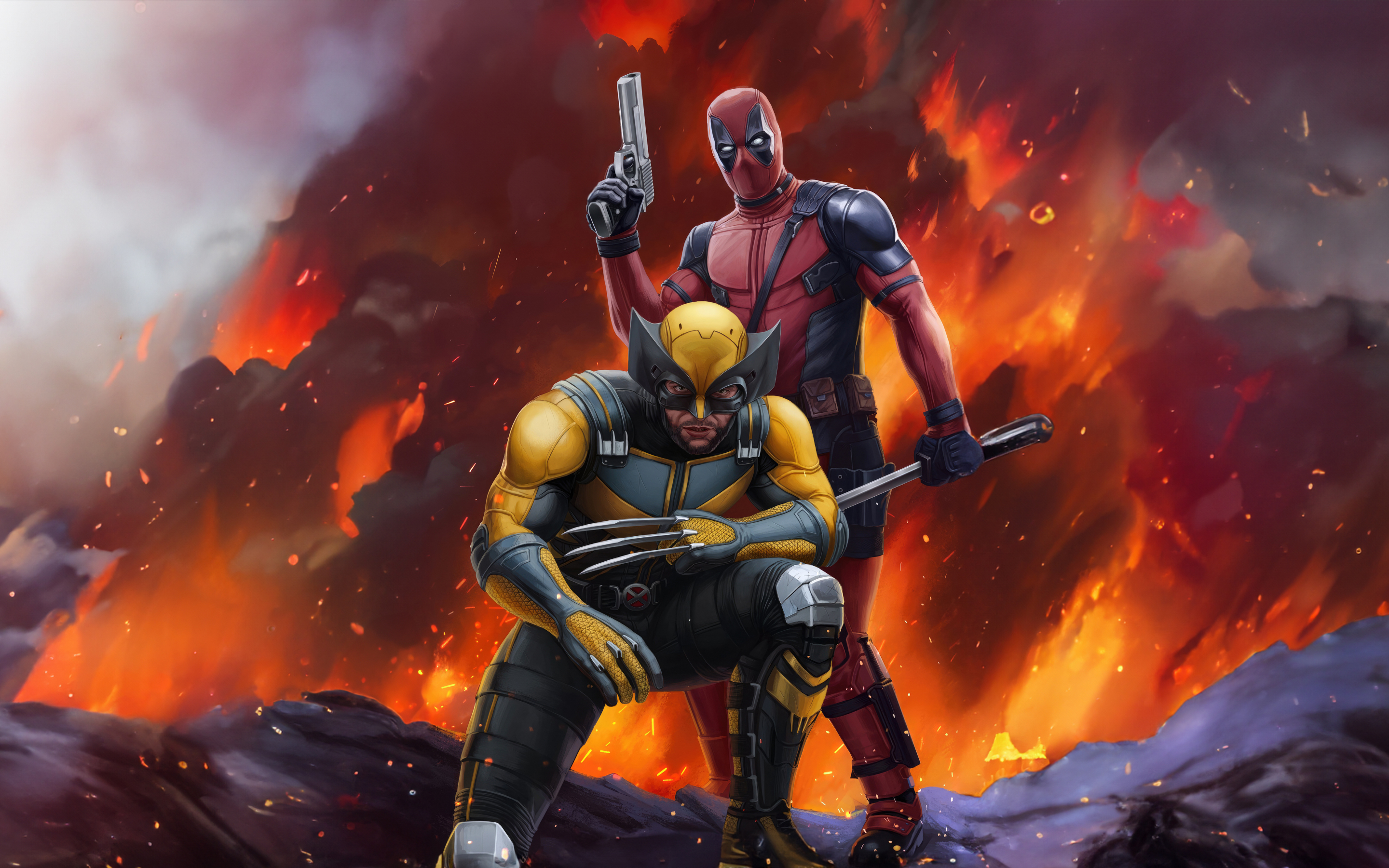 Wolverine and deadpool, unstoppable team, 2880x1800 wallpaper