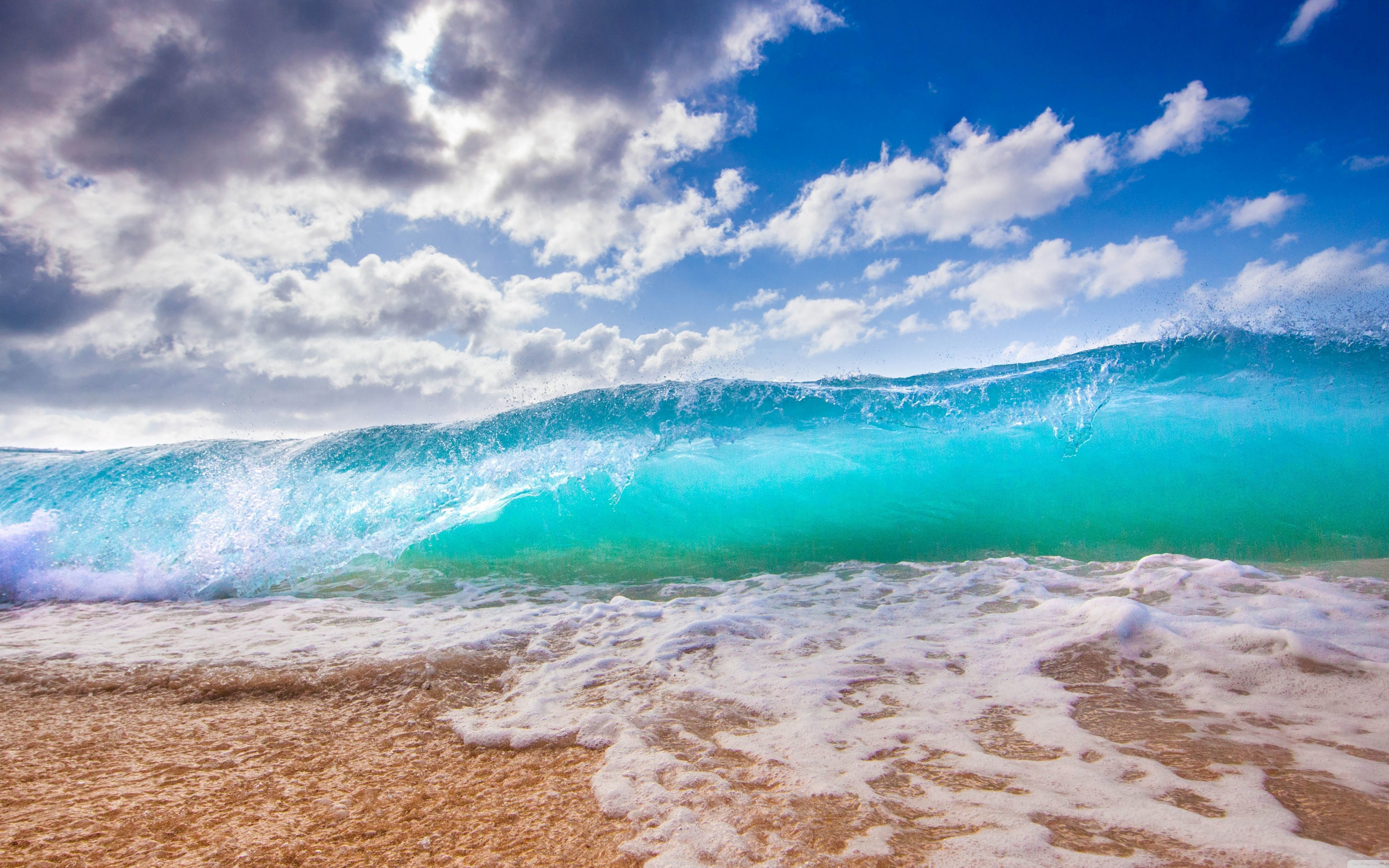Blue, sea waves, foams, 2880x1800 wallpaper