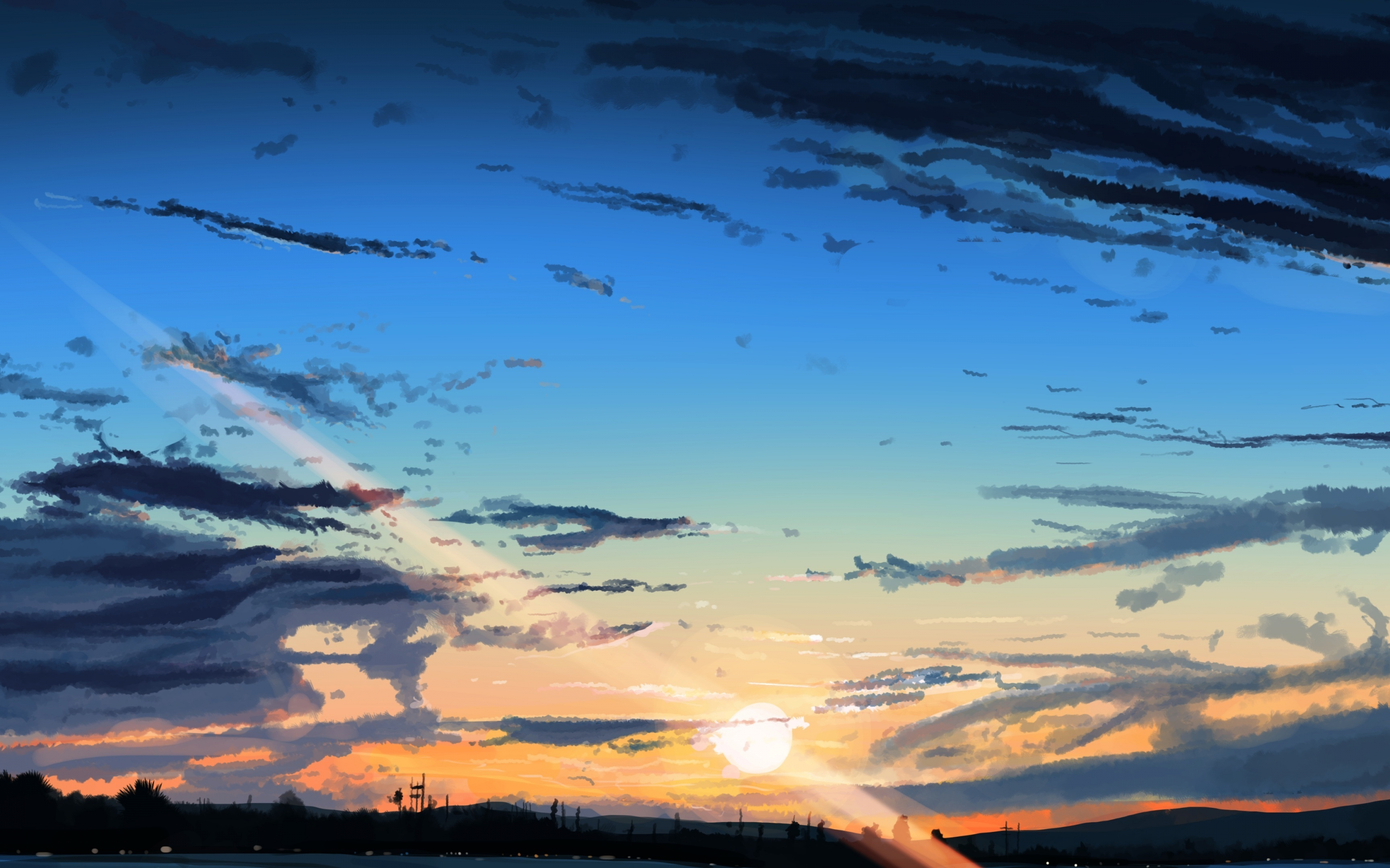 Download wallpaper 2880x1800 sunset, sky anime, clouds, original, mac pro  retaia 2880x1800 hd background, 4506