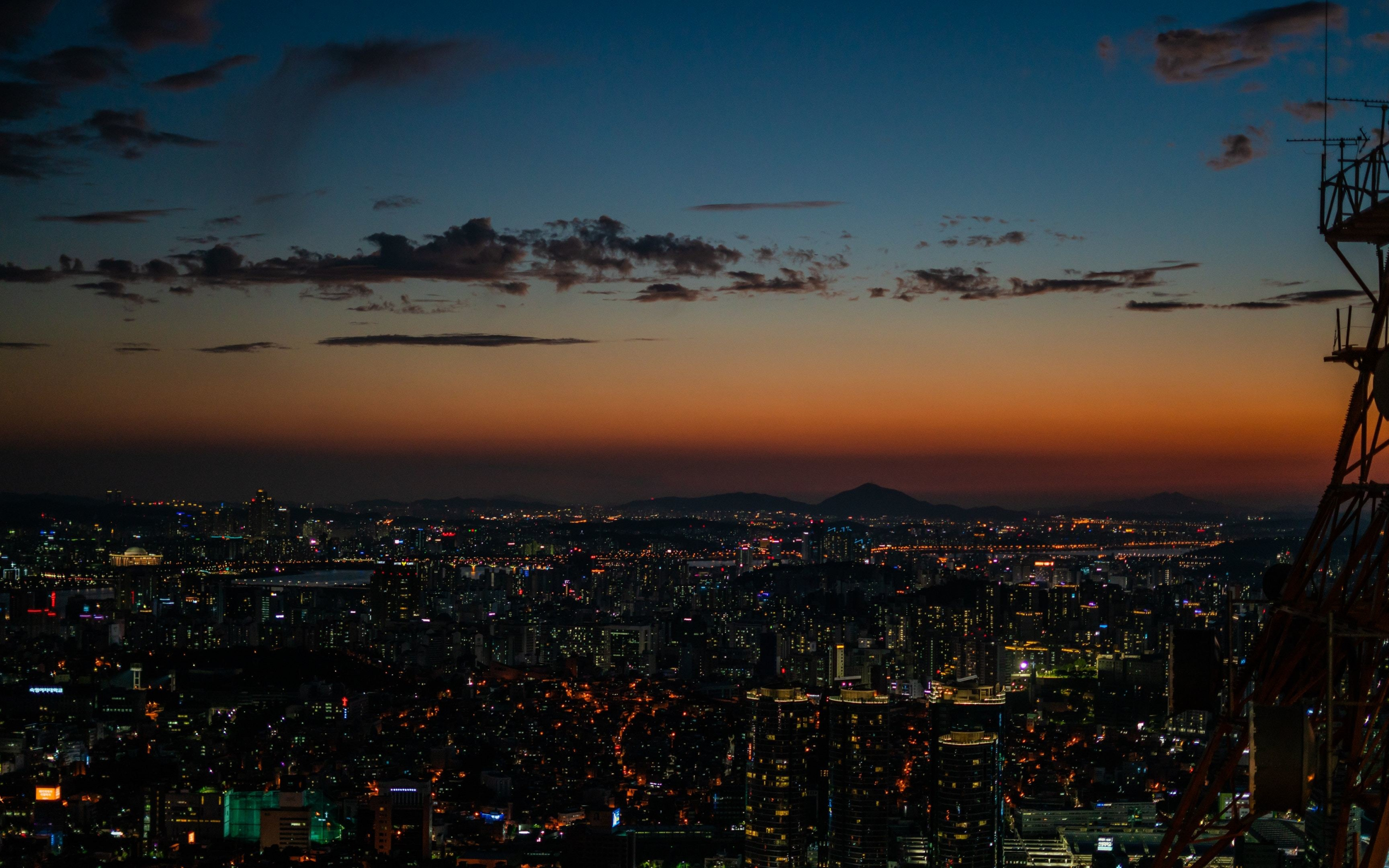 City, Seoul, night, buildings, 2880x1800 wallpaper