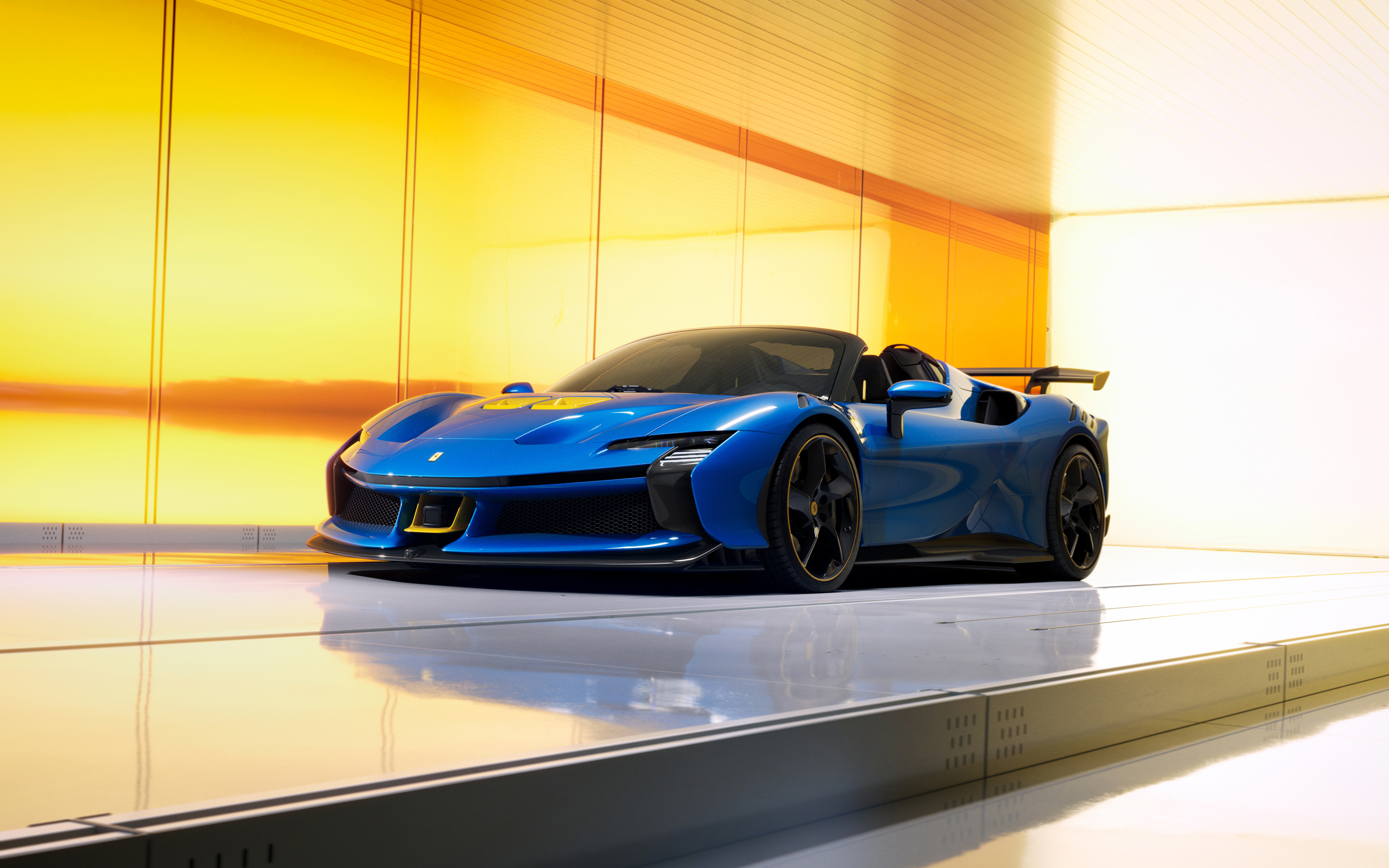Ferrari SF90 XX spider, convertible blue sport car, 2024, 2880x1800 wallpaper