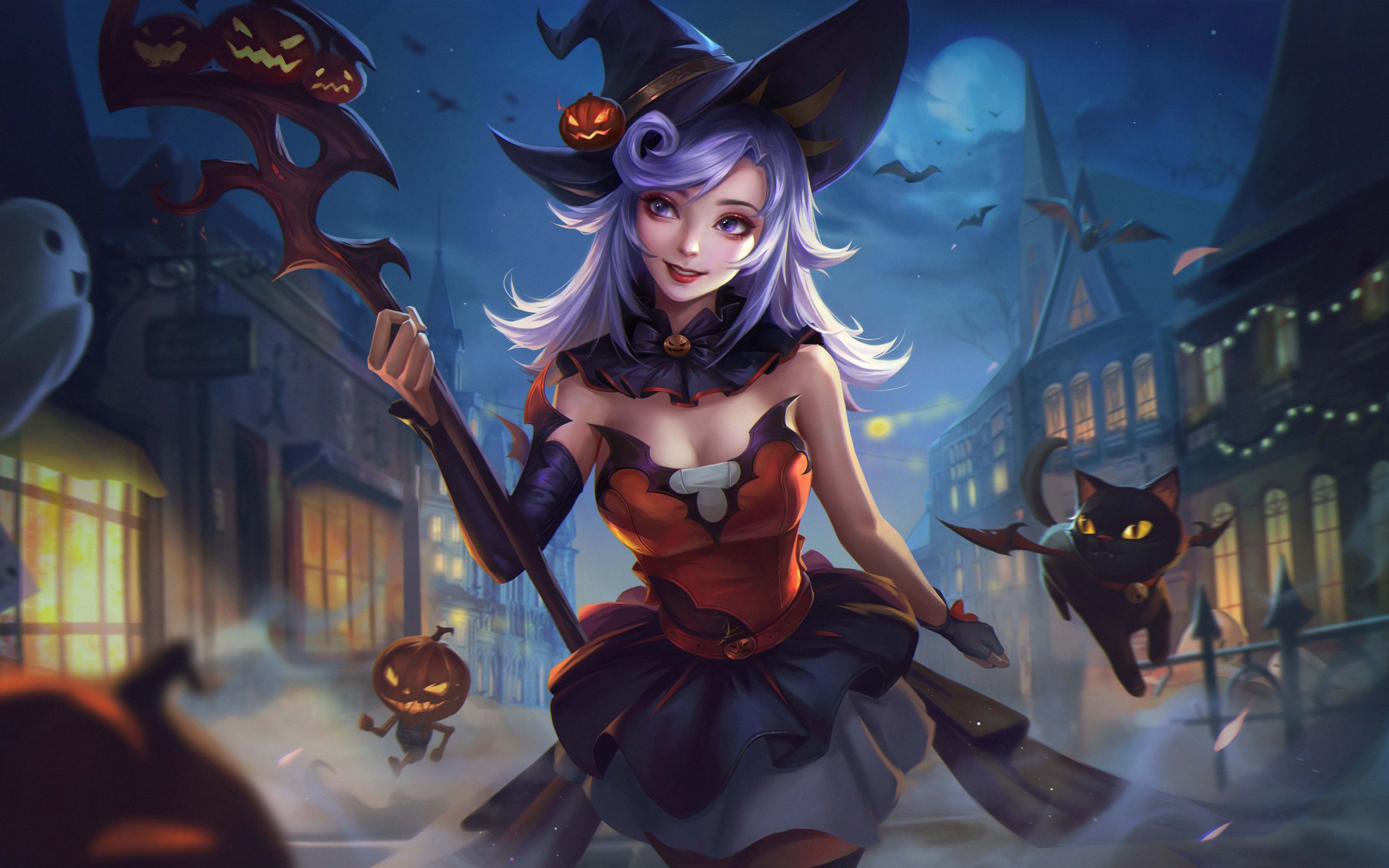 Happy halloween, gorgeous witch, 2020, 2880x1800 wallpaper