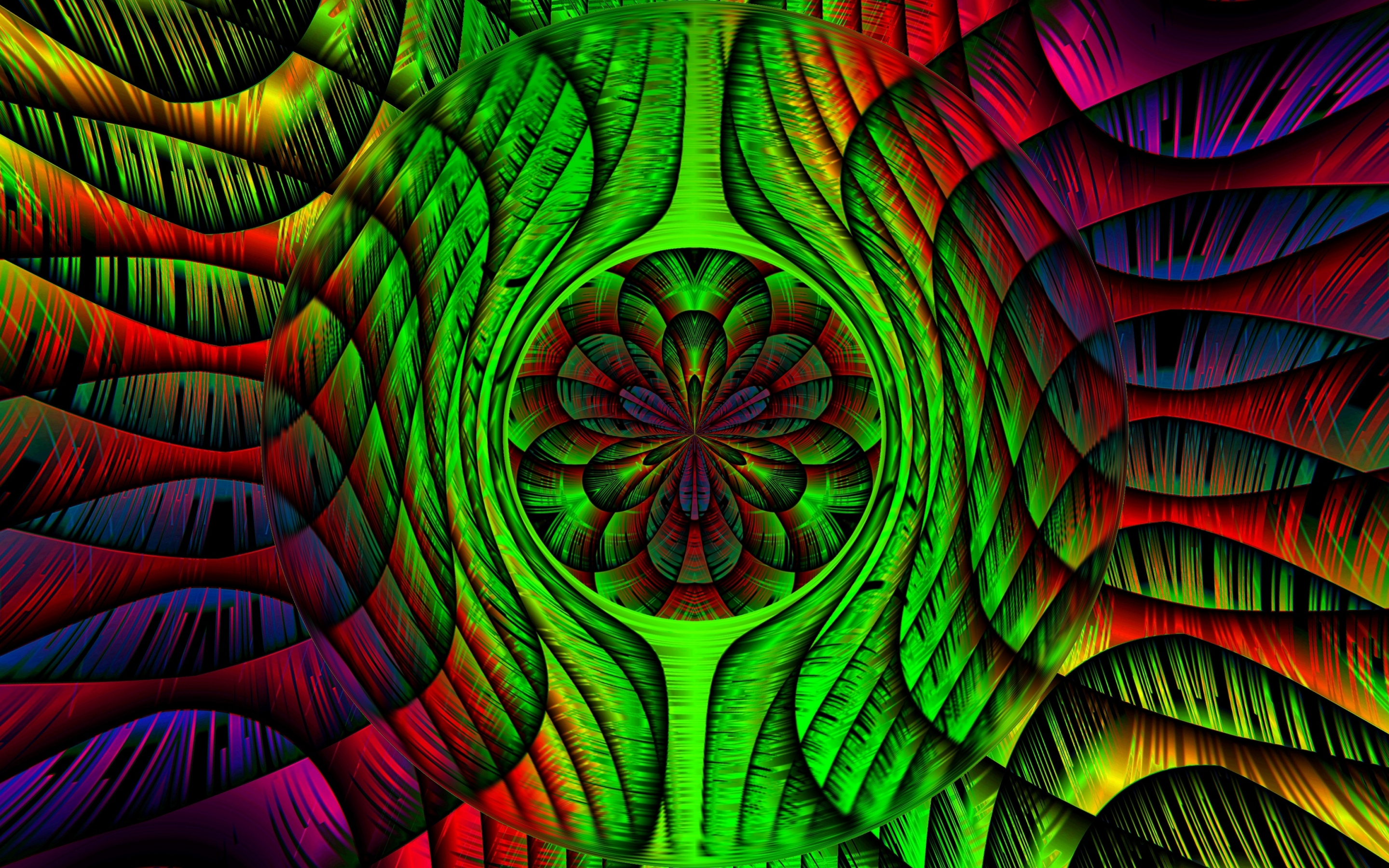 Fractal, overlaps pattern, abstraction, colorful, 2880x1800 wallpaper