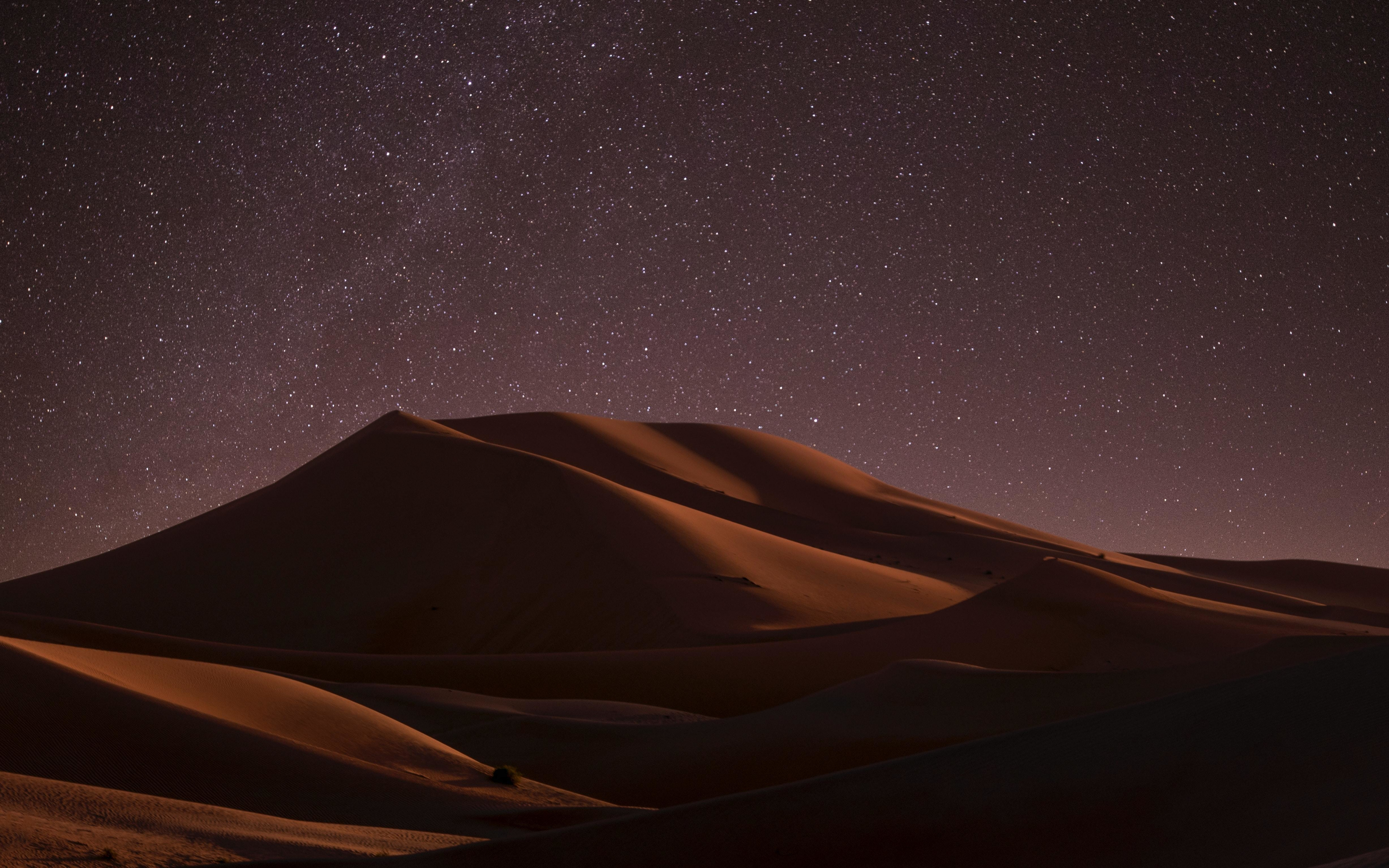 Night at desert, sky, dunes, 2880x1800 wallpaper