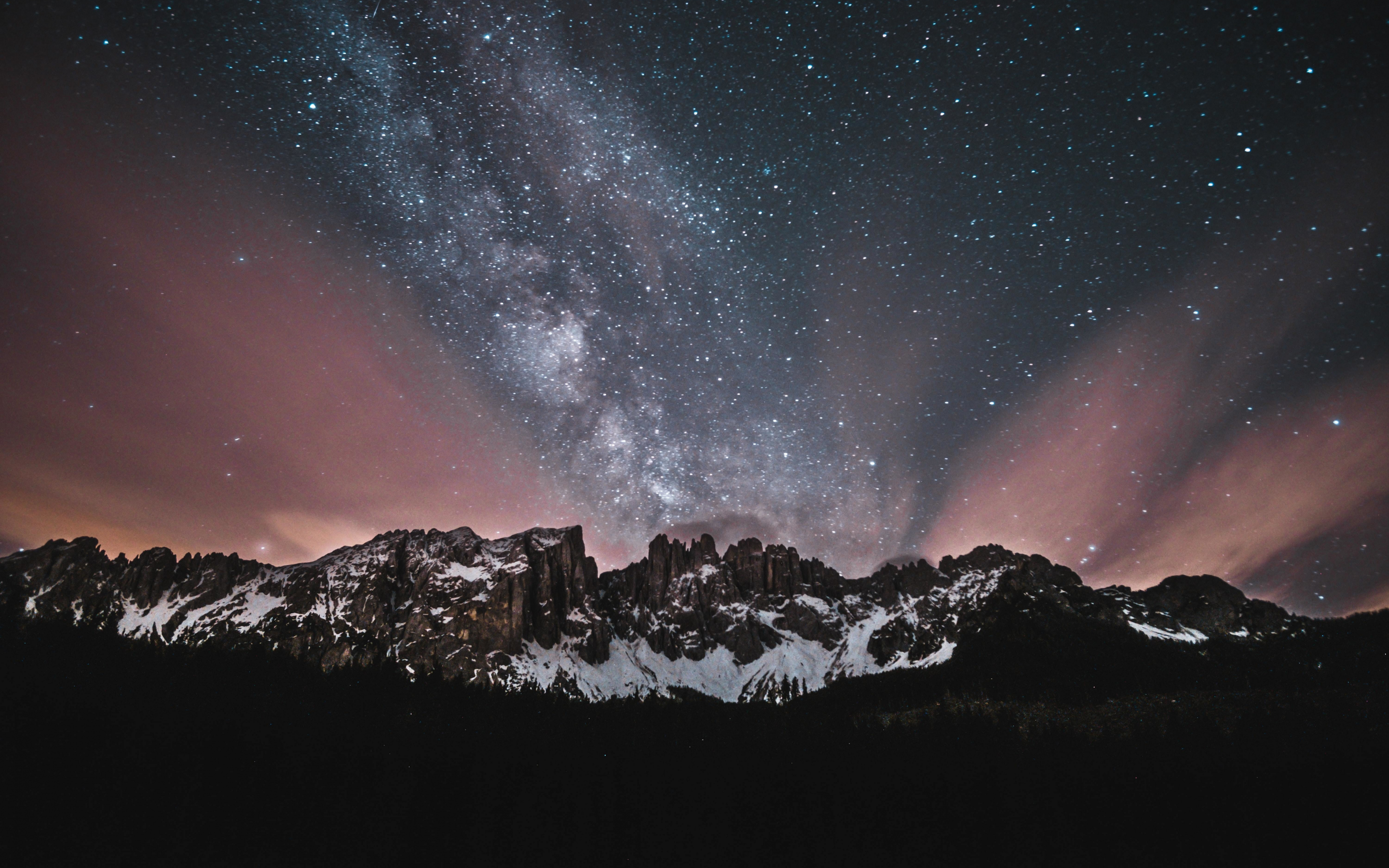 Nature, mountains, starry sky, beautiful night, 2880x1800 wallpaper