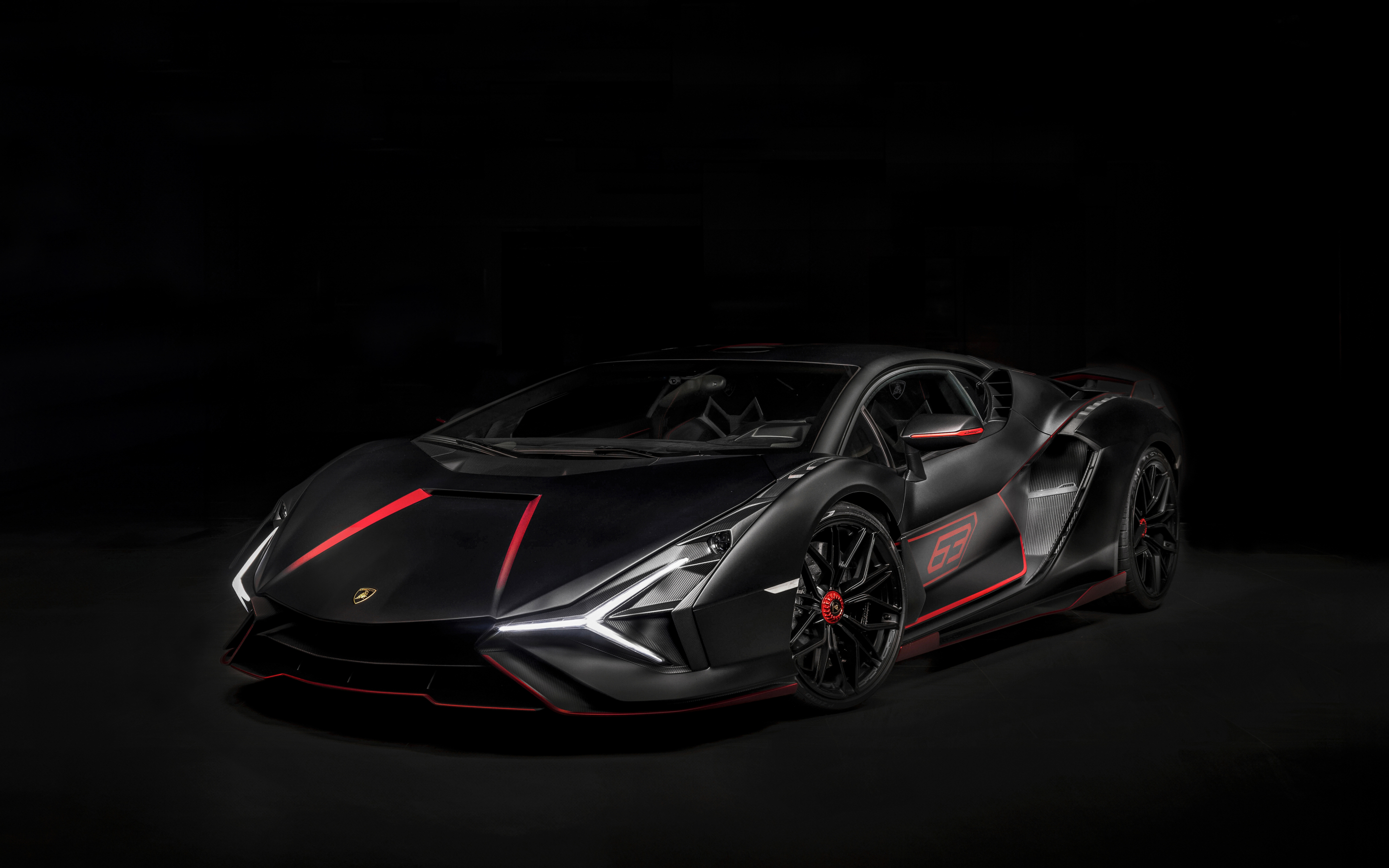 Black Lamborghini SIAN FKP 37, art, 2880x1800 wallpaper