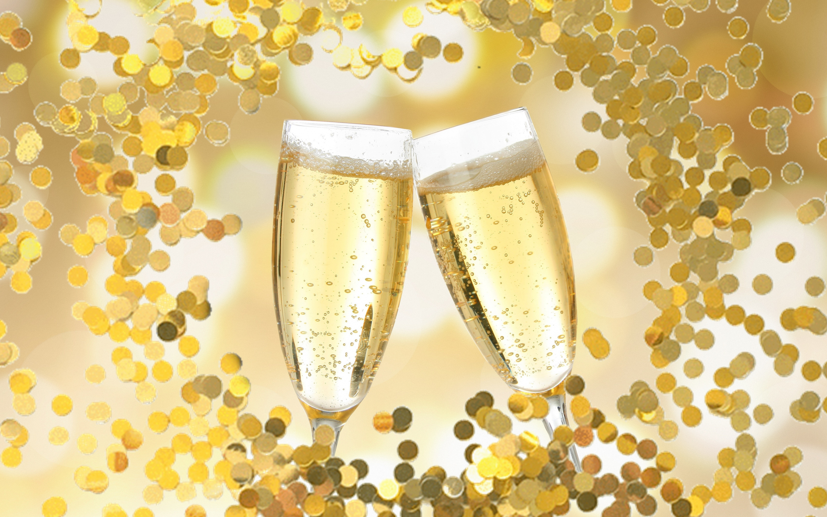 Champagne glasses, new year, celebration, abstract, 2880x1800 wallpaper