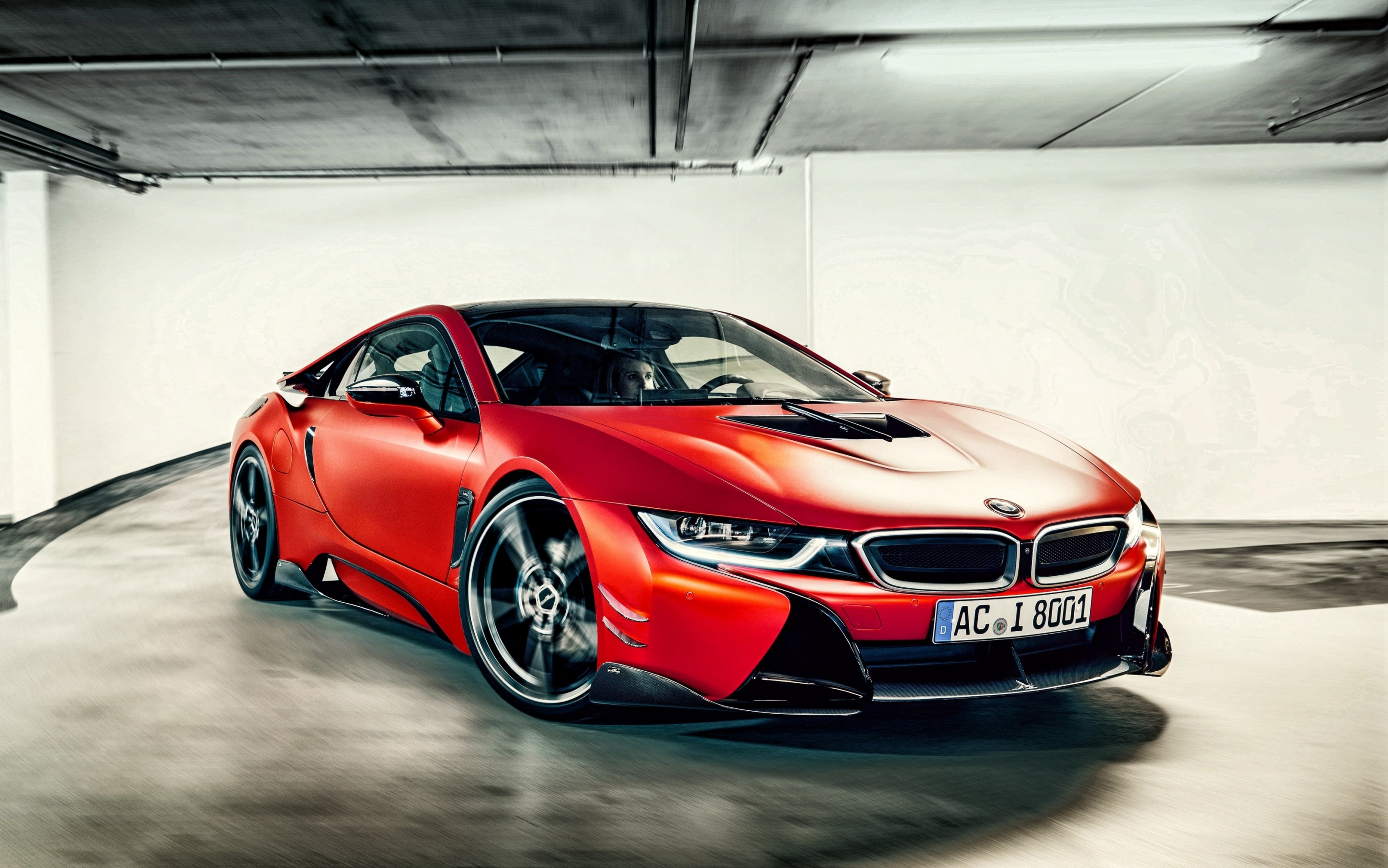 Bmw i8, red luxurious car, front, 2880x1800 wallpaper