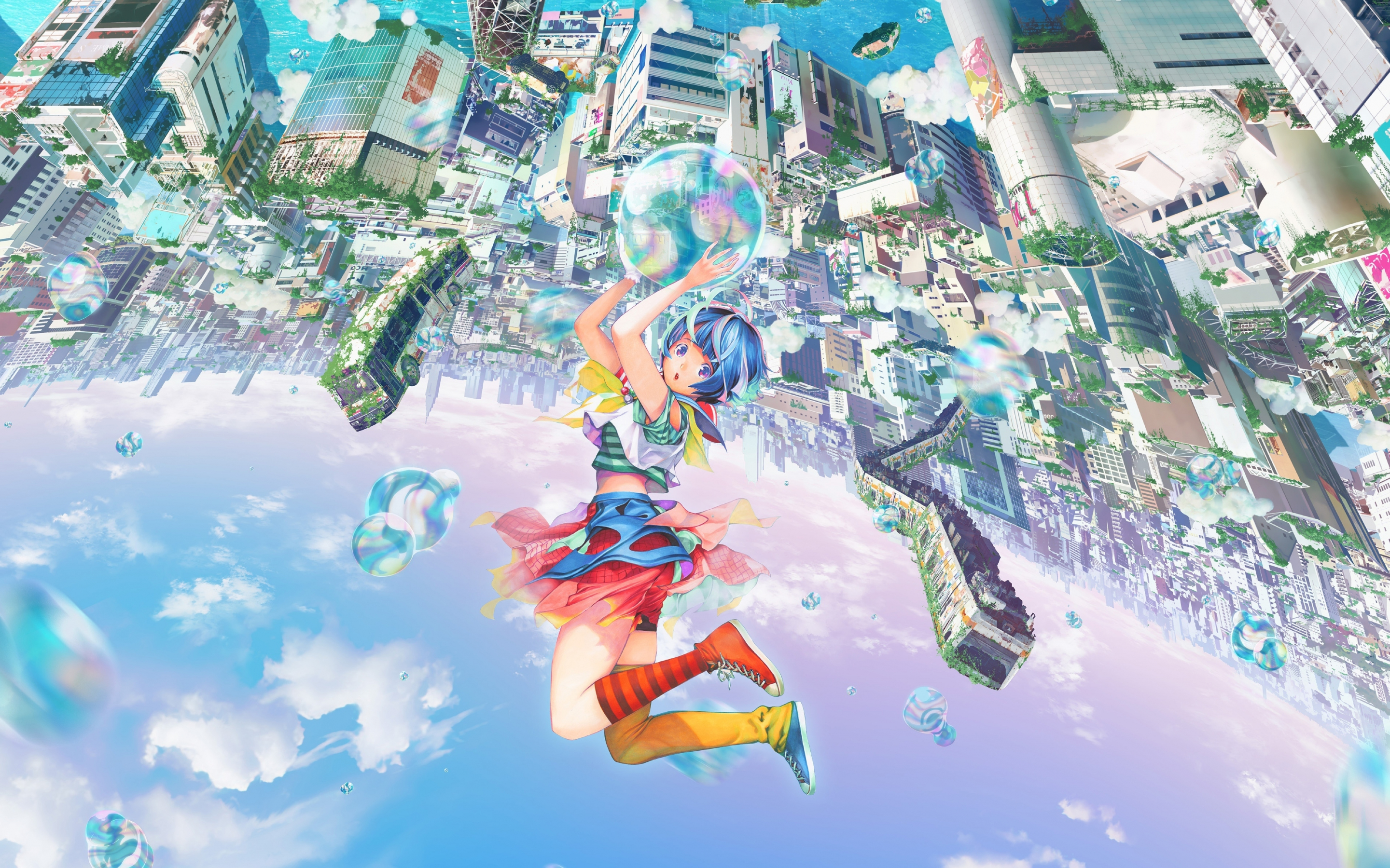 Bubble world, anime movie, anime girl, original, 2880x1800 wallpaper