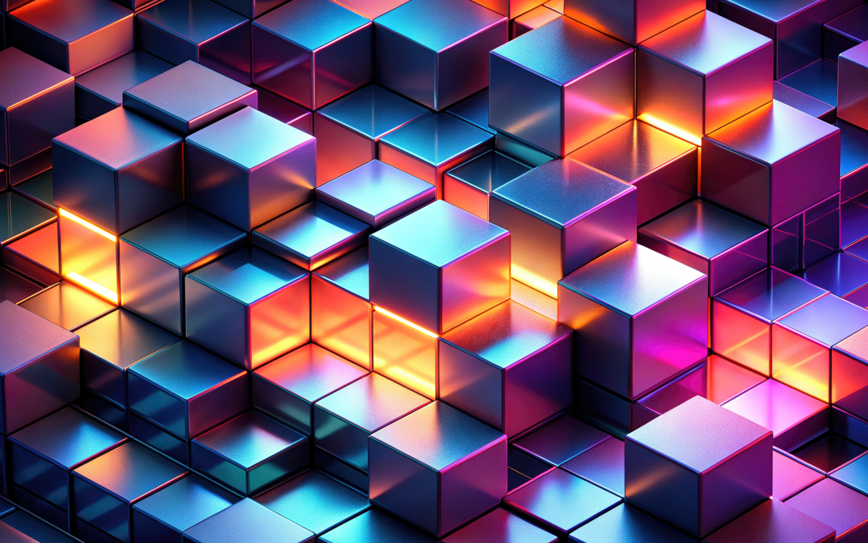 Cubes in cosmic symmetry, metallic shine, colorful, 2880x1800 wallpaper