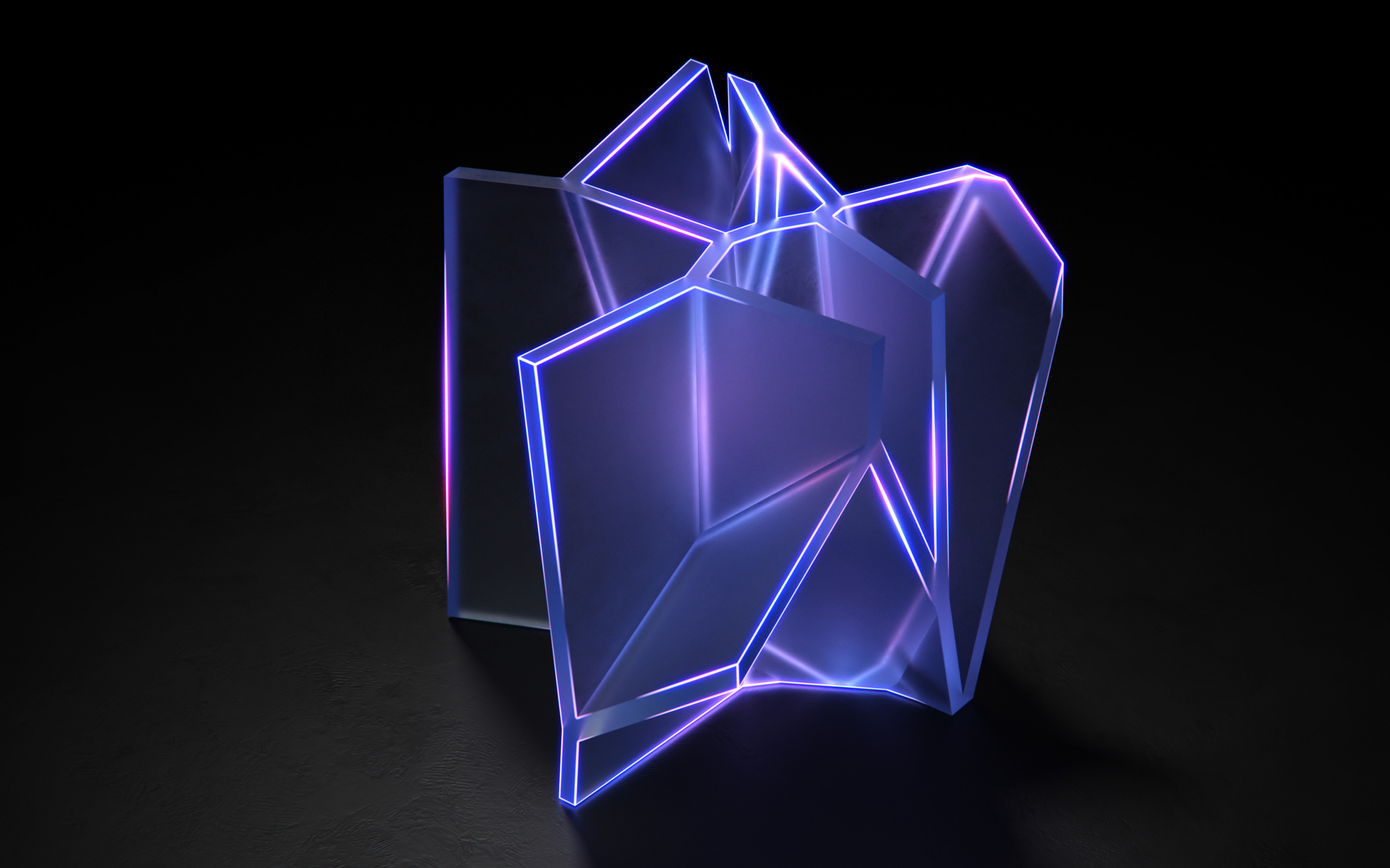 Abstract, glowing glass, geometric shape, 2880x1800 wallpaper