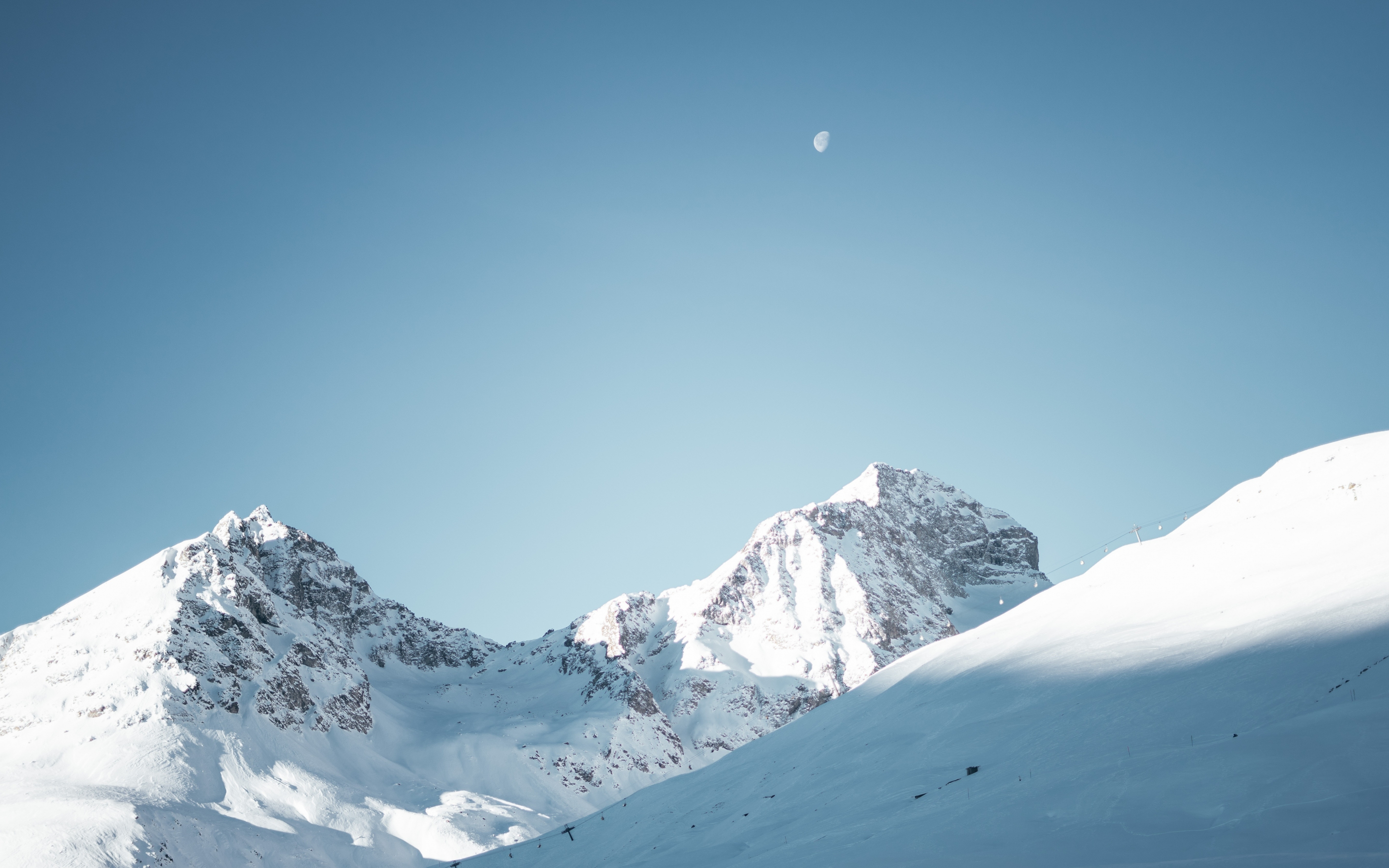 Glacier, mountains, landscape, blue sky, sunny day, nature, 2880x1800 wallpaper